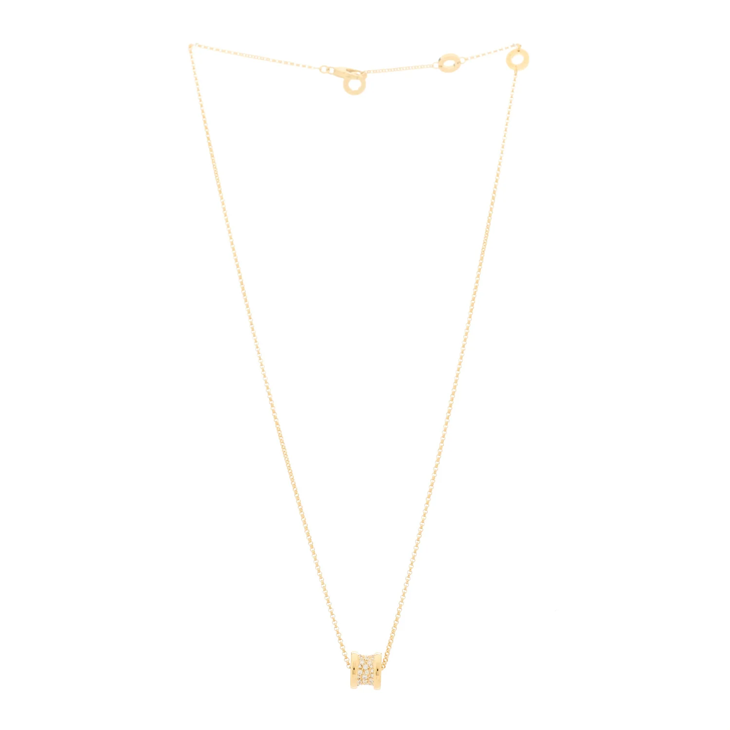 18K Yellow Gold Diamond Small B.Zero1 Pave Pendant Necklace - Image 3