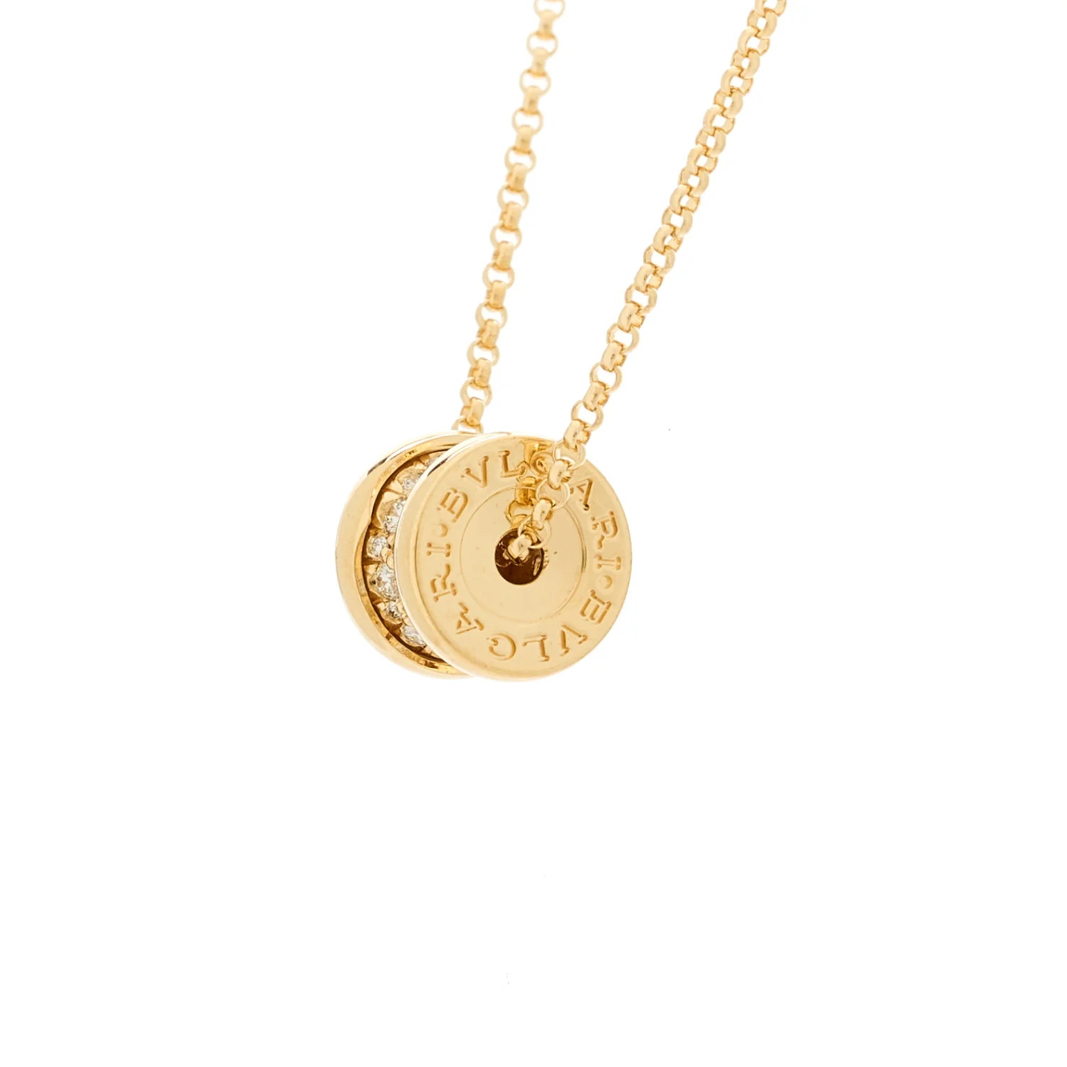 18K Yellow Gold Diamond Small B.Zero1 Pave Pendant Necklace - Image 5