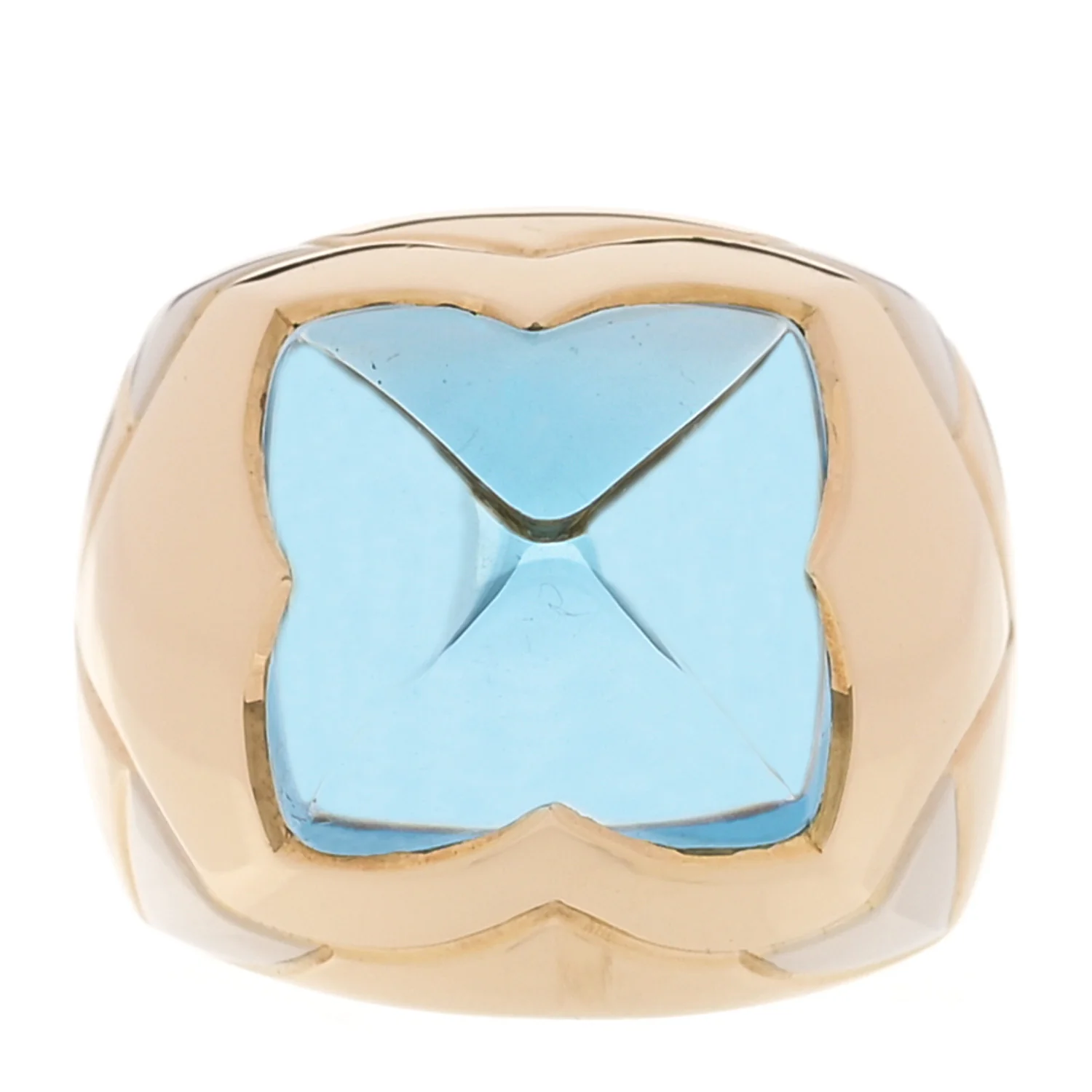 18K Yellow White Gold Aquamarine Pyramide Ring 51 5.75