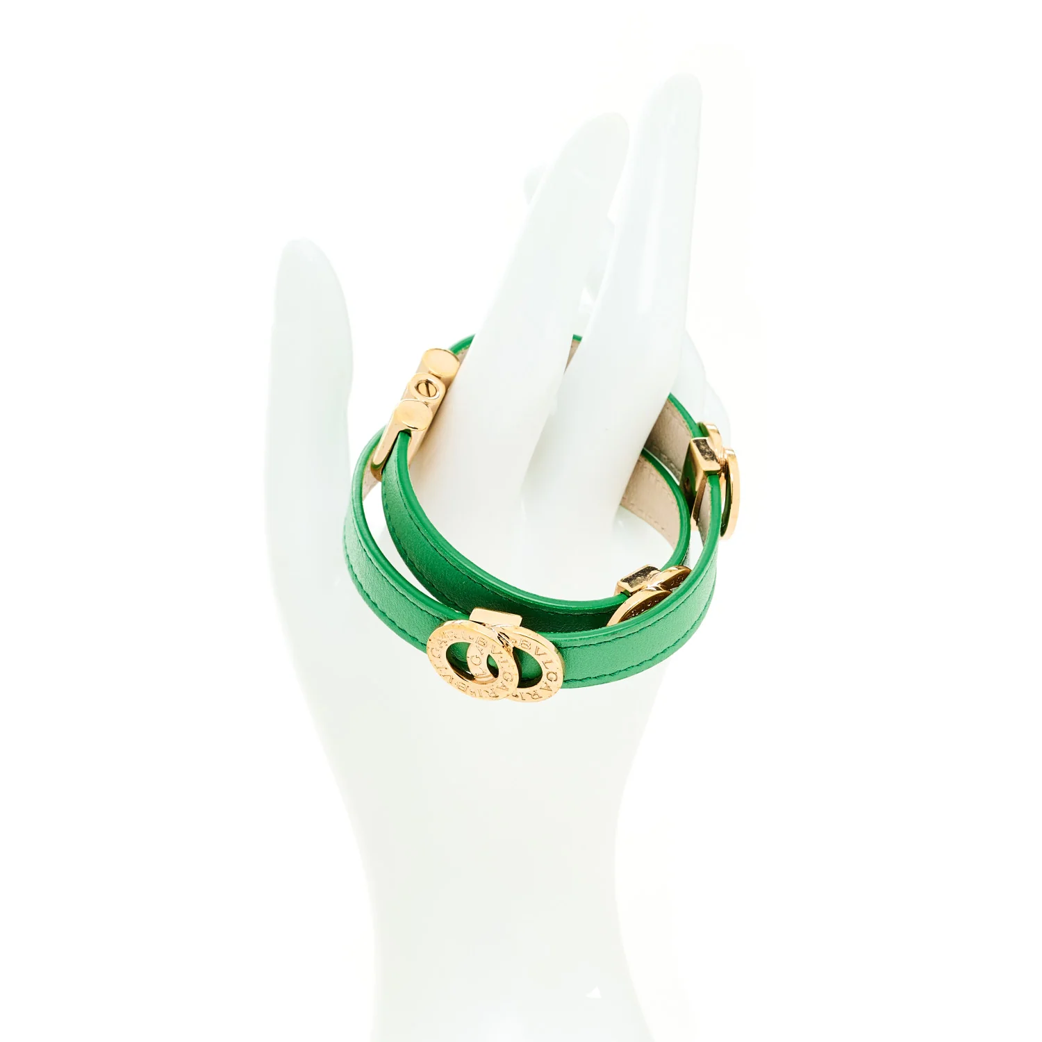 Calfskin Double Coiled Bracelet Green - Image 2