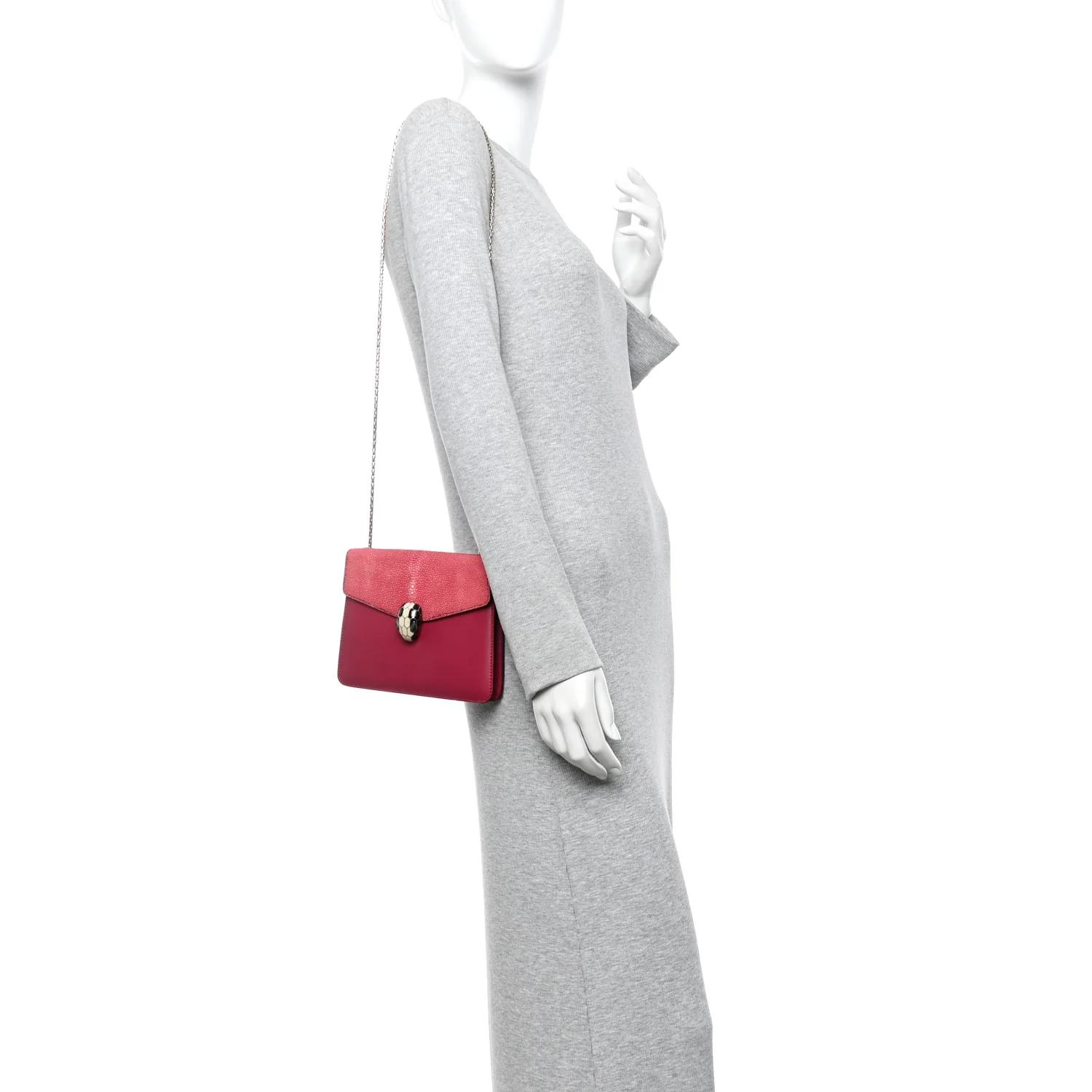 Calfskin Galuchat Serpenti Forever Crossbody Bag Dark Pink - Image 2