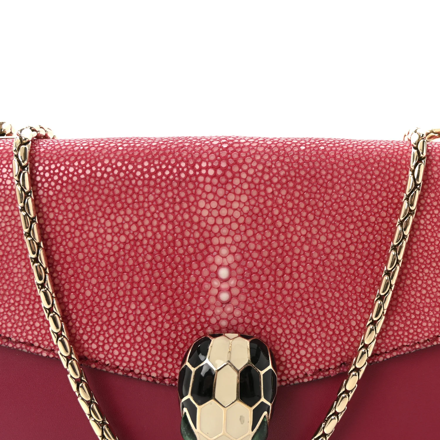 Calfskin Galuchat Serpenti Forever Crossbody Bag Dark Pink - Image 7