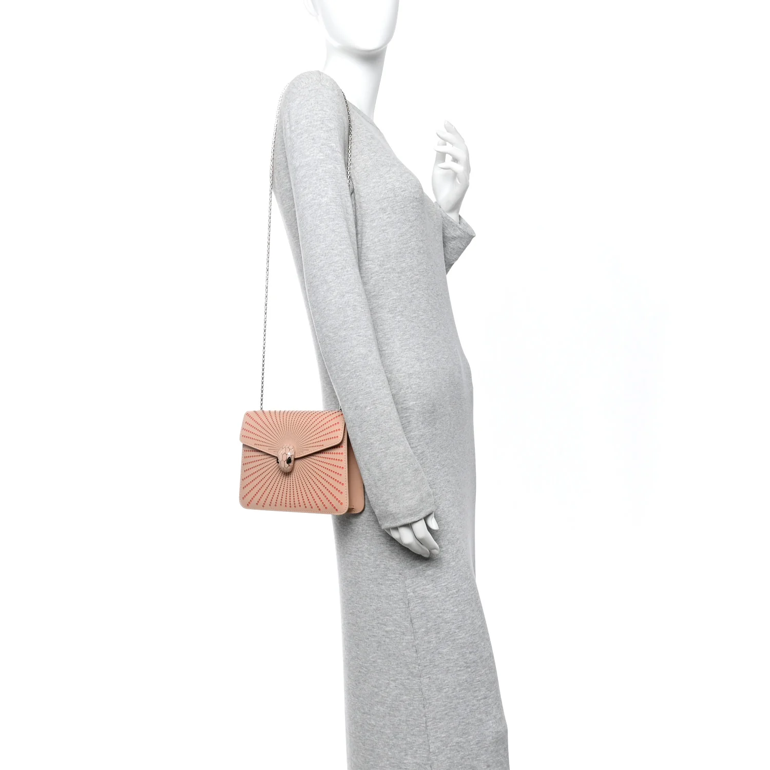 Calfskin Laser Cut Small Serpenti Forever Diamond Blast Sunshine Crossbody Bag Beige - Image 2