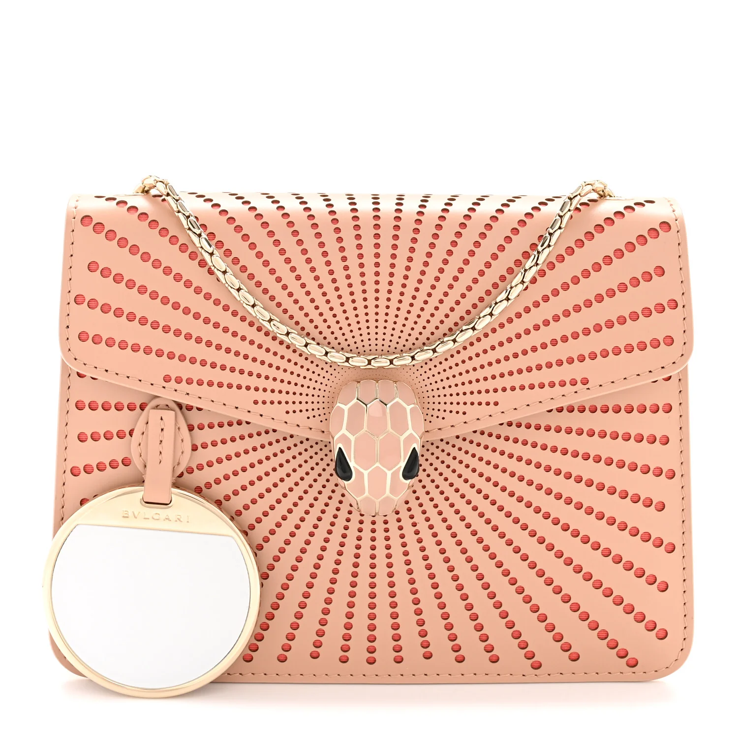 Calfskin Laser Cut Small Serpenti Forever Diamond Blast Sunshine Crossbody Bag Beige - Image 3