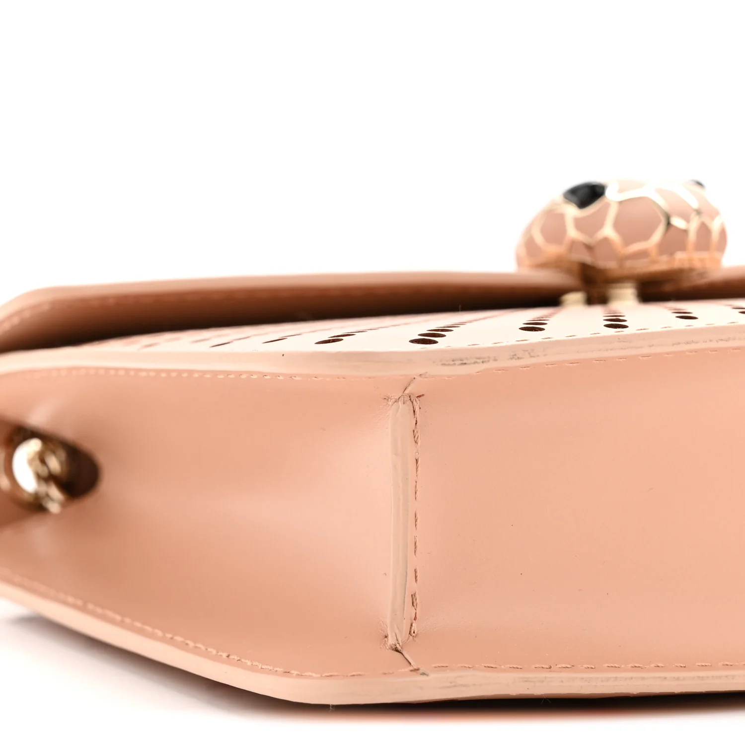Calfskin Laser Cut Small Serpenti Forever Diamond Blast Sunshine Crossbody Bag Beige - Image 9