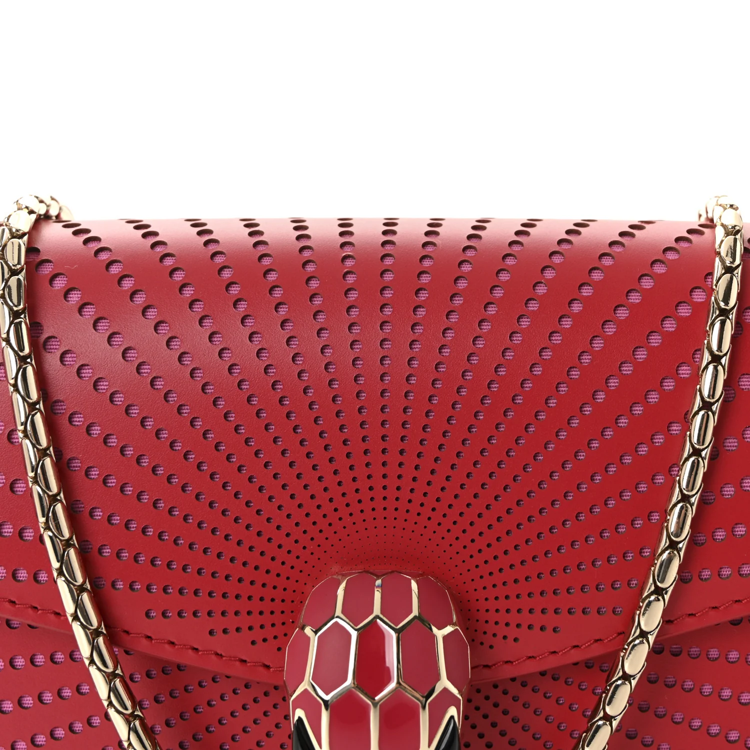 Calfskin Laser Cut Small Serpenti Forever Diamond Blast Sunshine Crossbody Bag Red Pink - Image 7