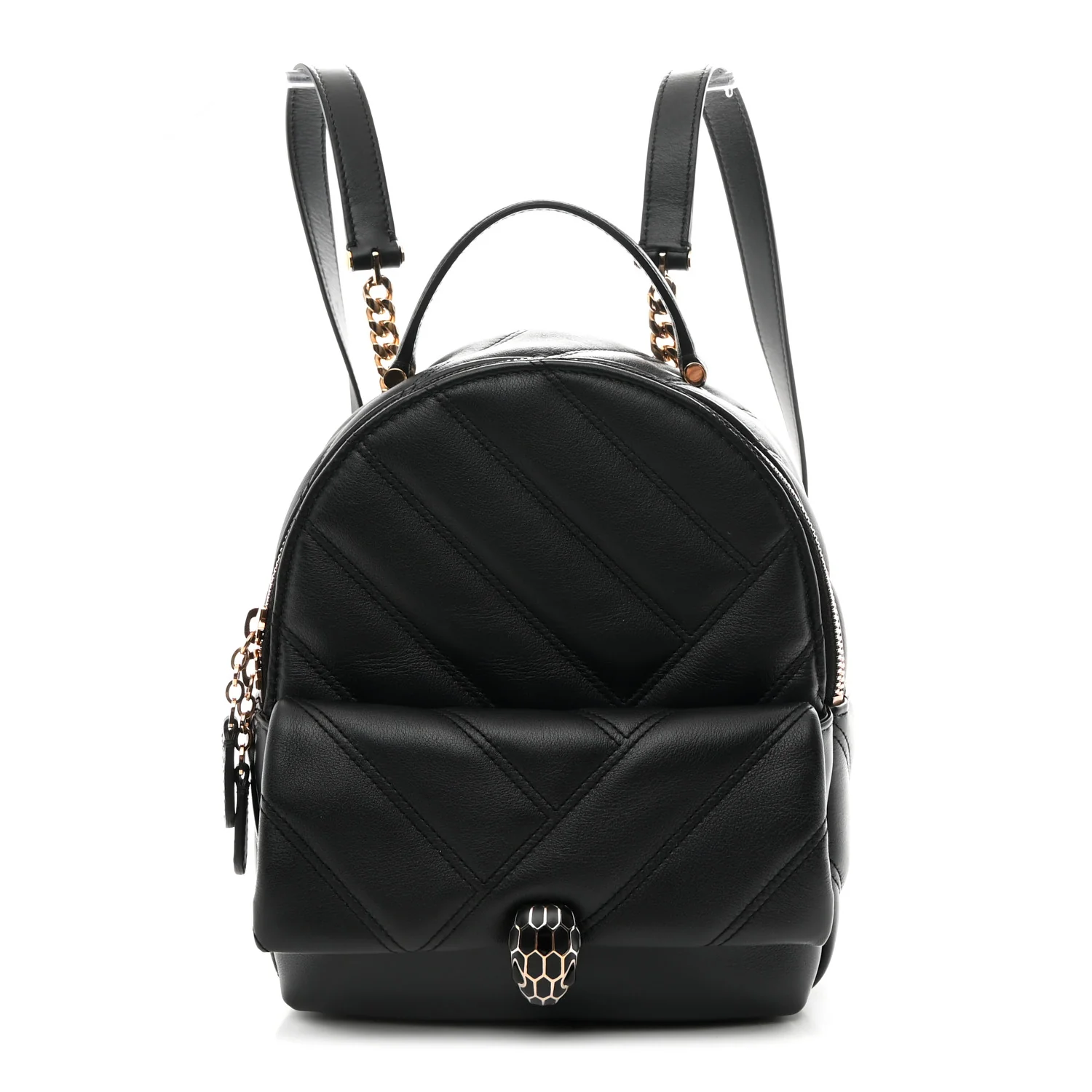 Calfskin Matelasse Serpenti Cabochon Backpack Black