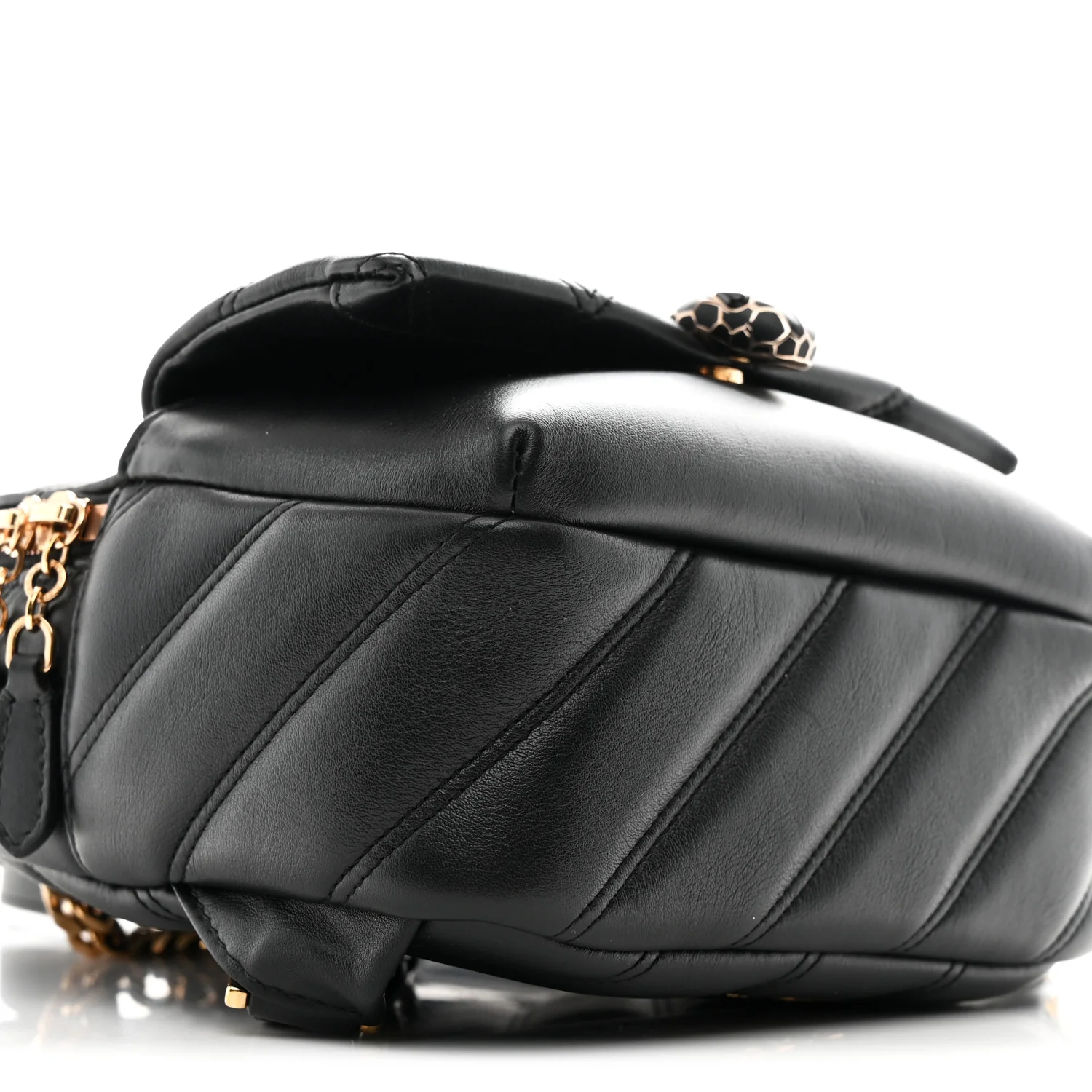 Calfskin Matelasse Serpenti Cabochon Backpack Black - Image 16