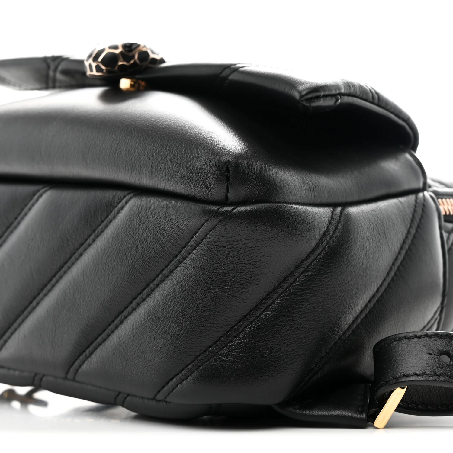 Calfskin Matelasse Serpenti Cabochon Backpack Black - Image 18