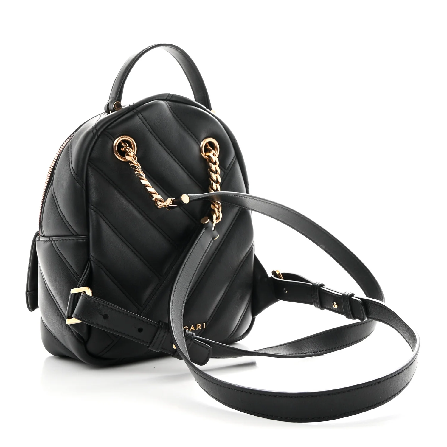 Calfskin Matelasse Serpenti Cabochon Backpack Black - Image 4