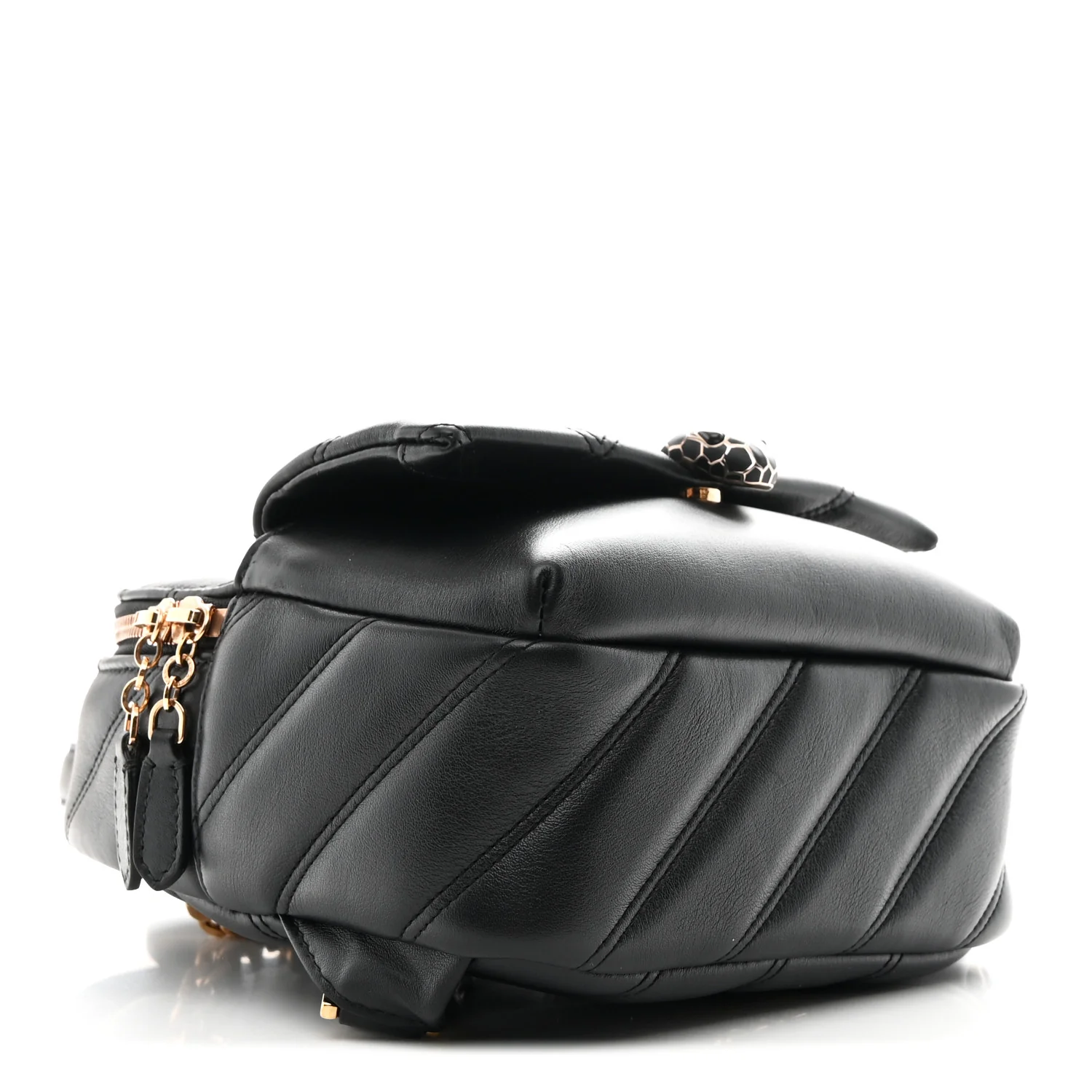 Calfskin Matelasse Serpenti Cabochon Backpack Black - Image 6