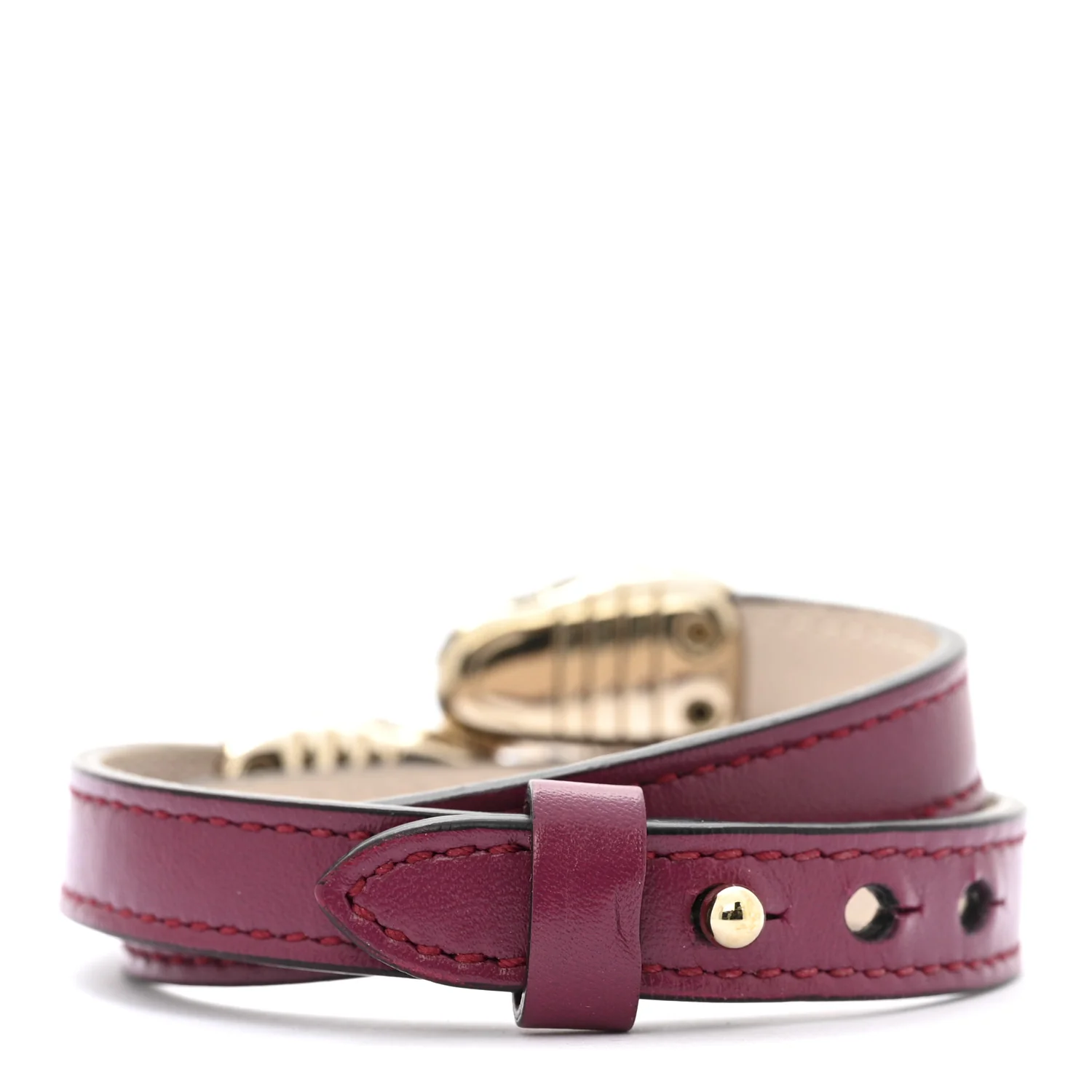 Calfskin Serpenti Forever Double Coil Bracelet S Pink - Image 3