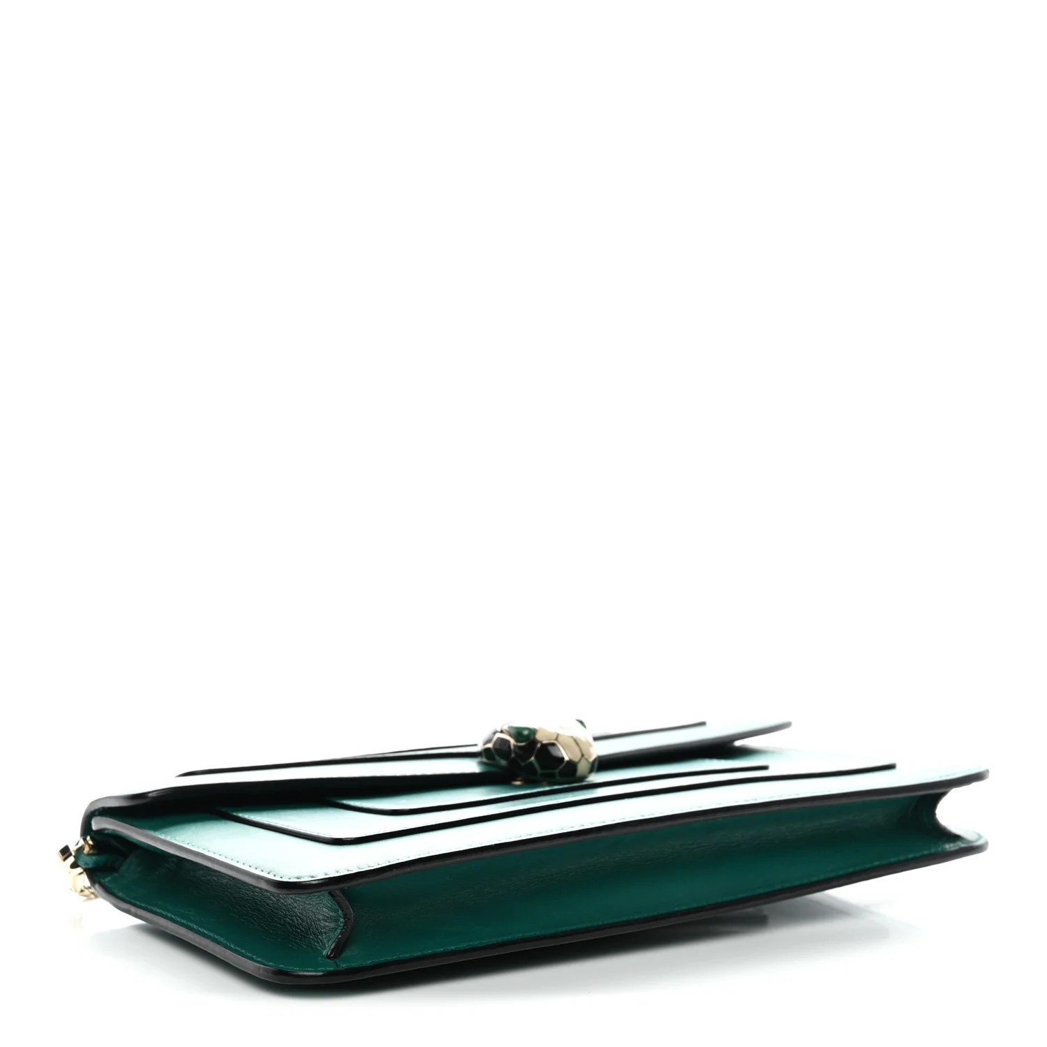 Calfskin Serpenti Forever Flap Clutch Emerald Green - Image 5