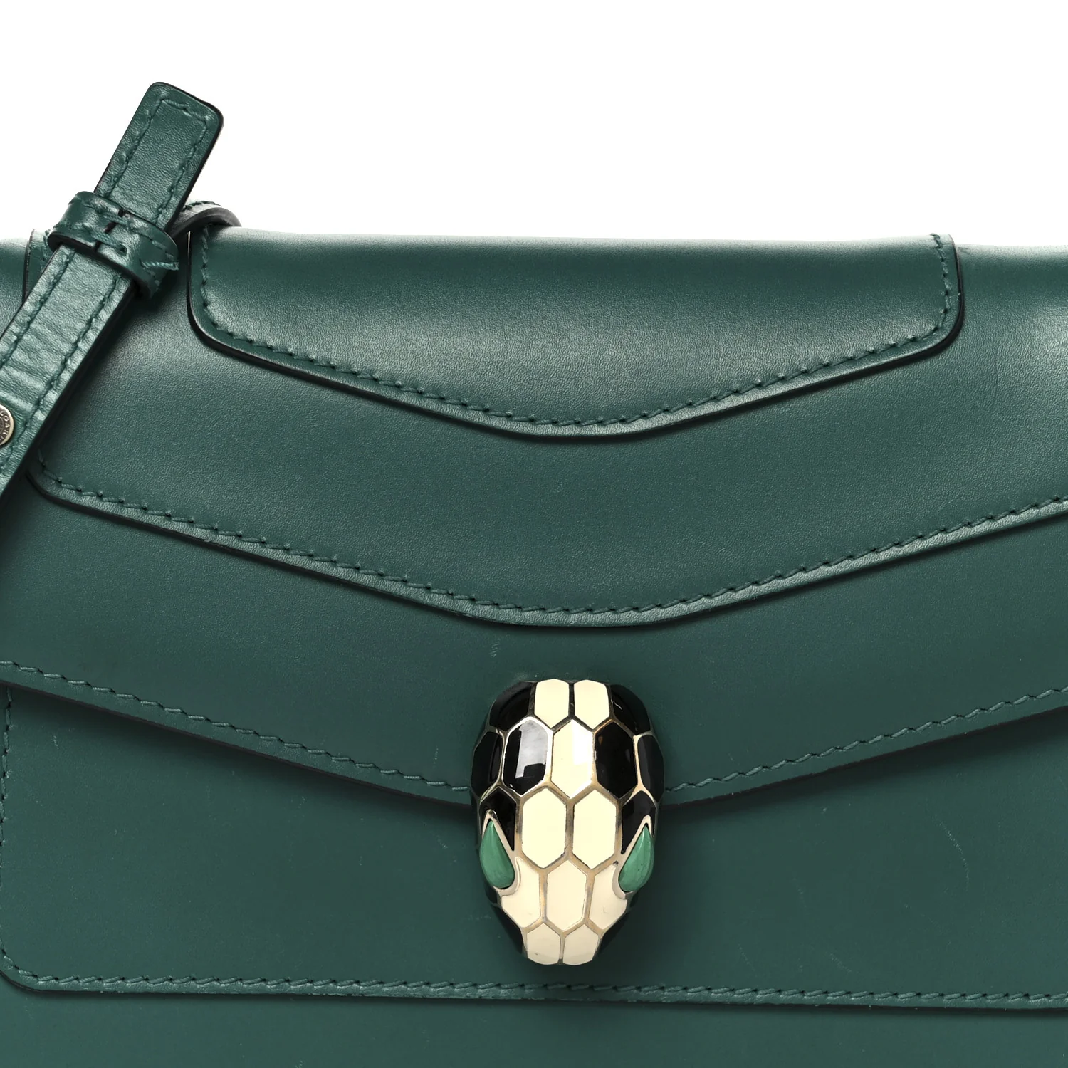Calfskin Serpenti Forever Shoulder Bag Emerald Green - Image 8