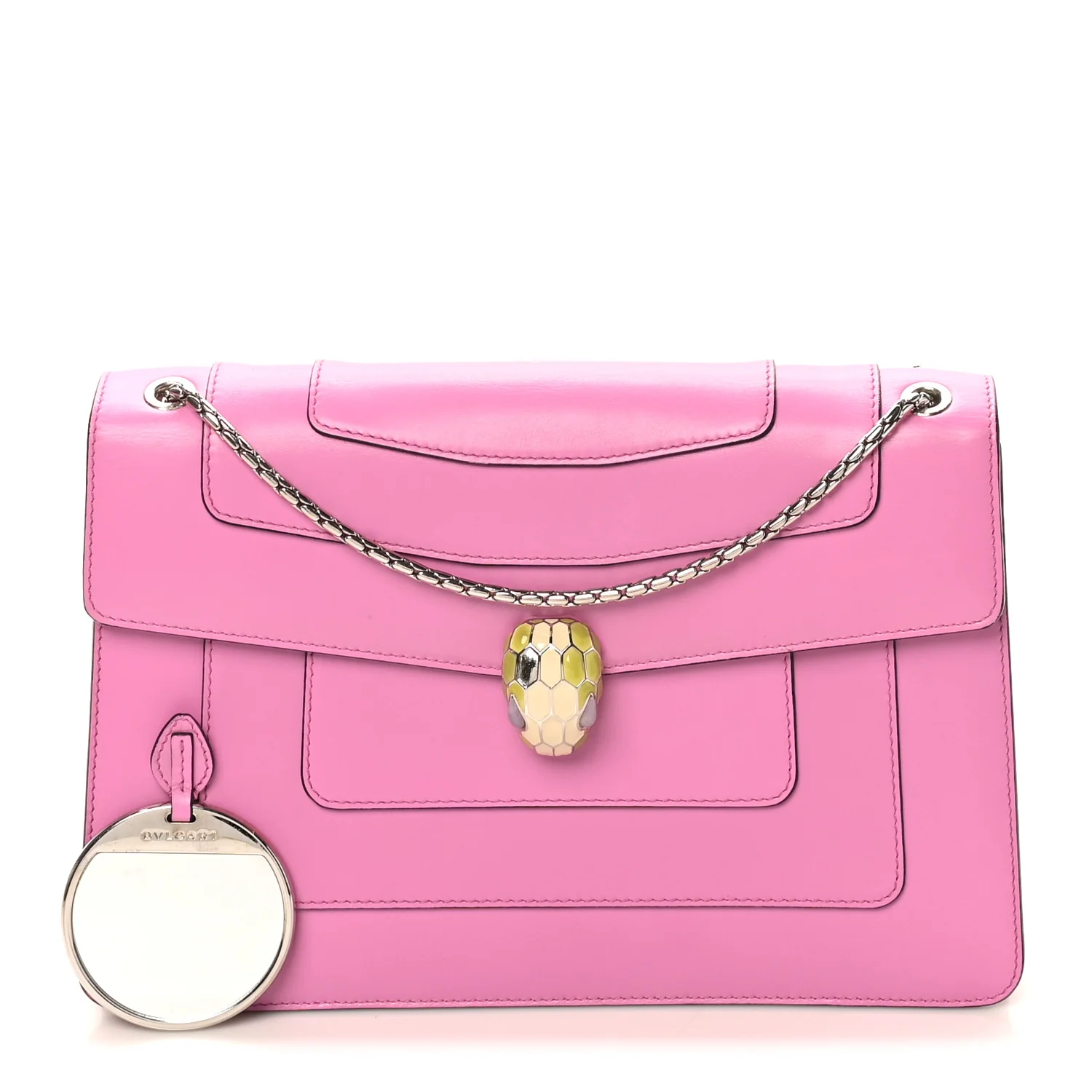 Calfskin Serpenti Forever Shoulder Bag Pink - Image 3