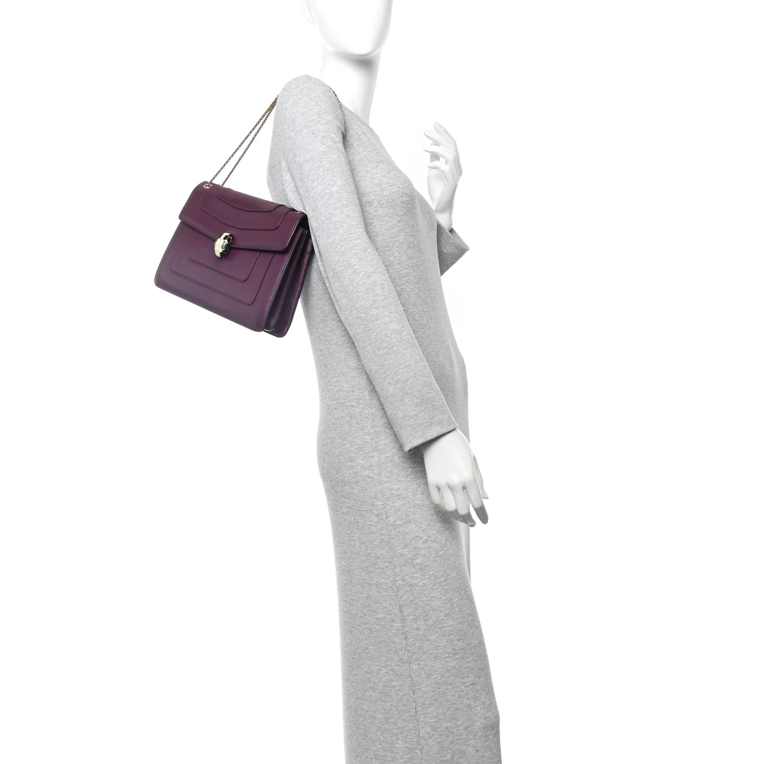 Calfskin Serpenti Forever Shoulder Bag Plum - Image 2