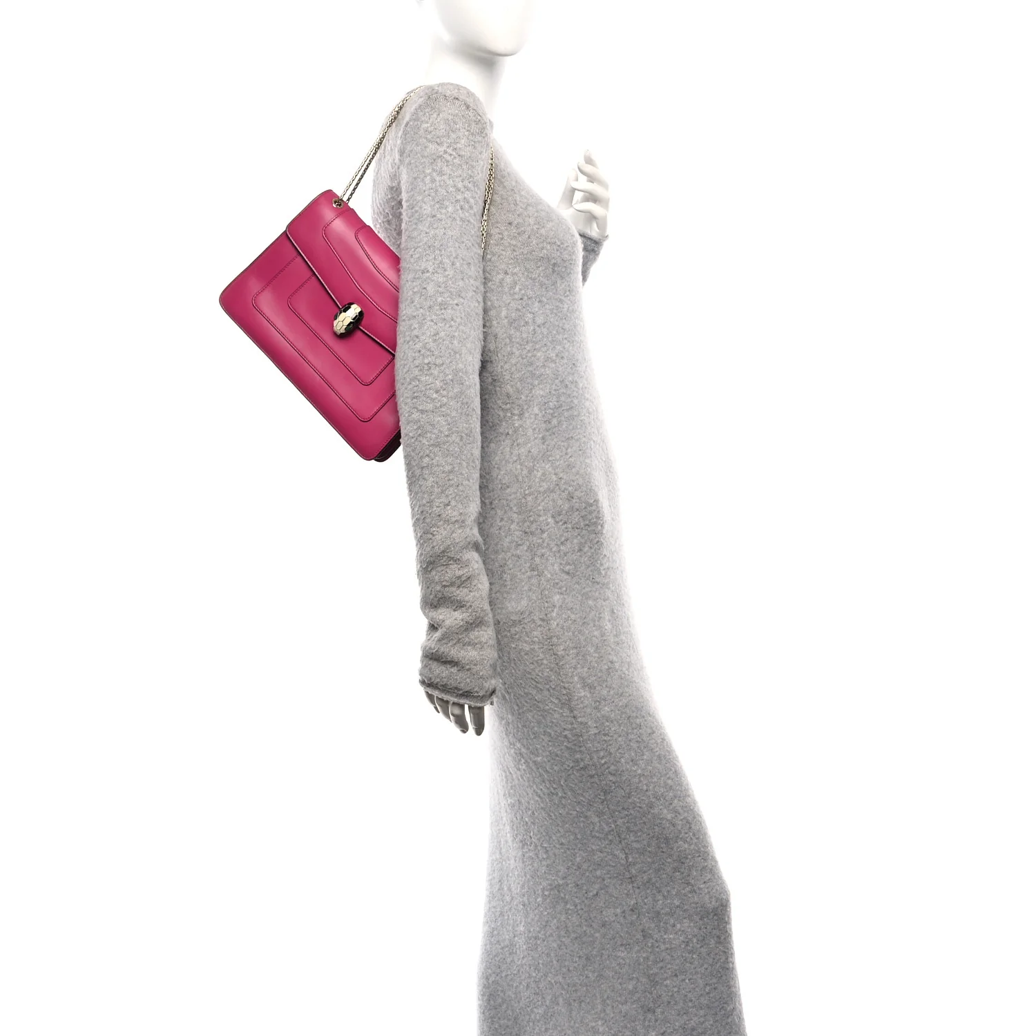 Calfskin Serpenti Forever Snake Strap Crossbody Bag Pink - Image 2