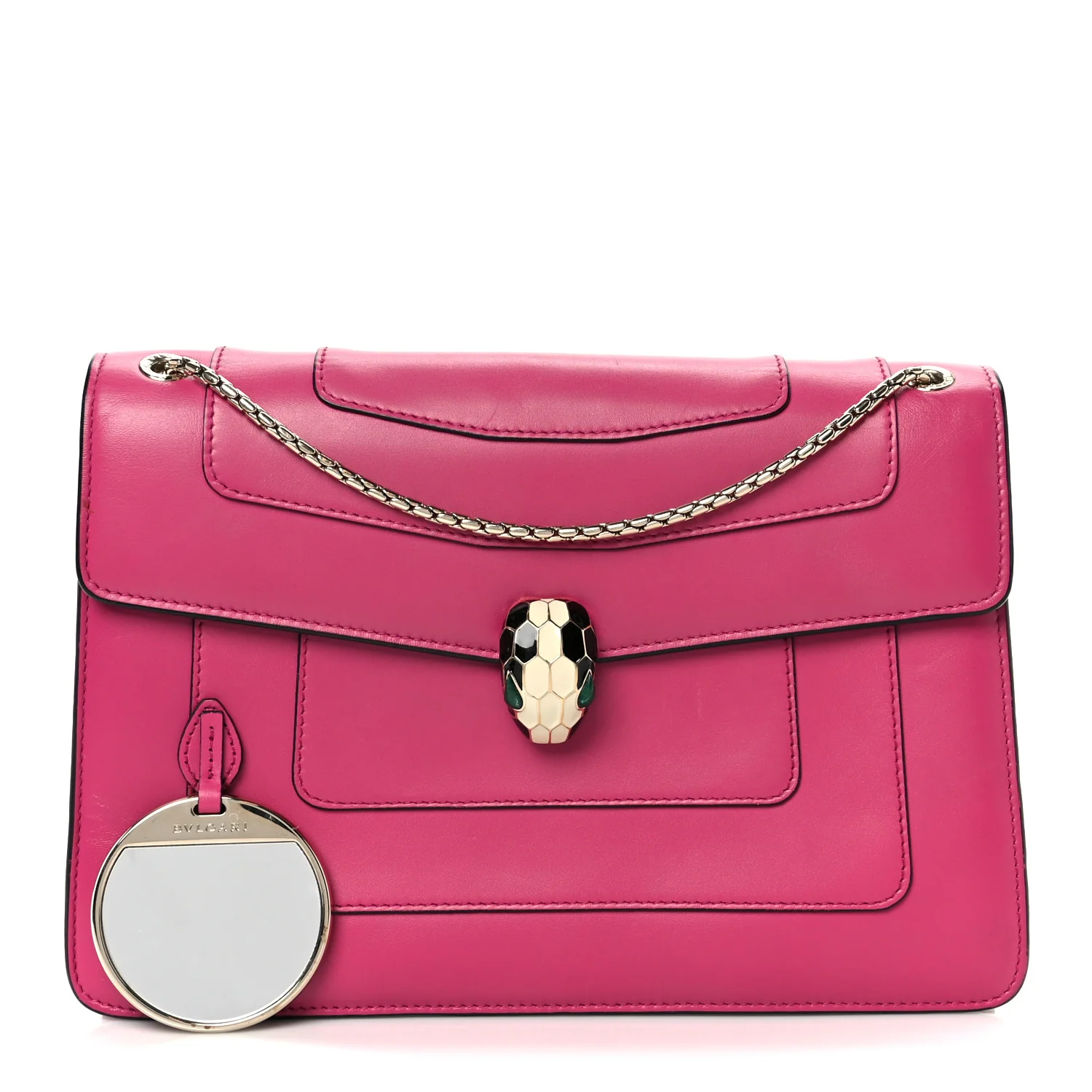 Calfskin Serpenti Forever Snake Strap Crossbody Bag Pink - Image 3