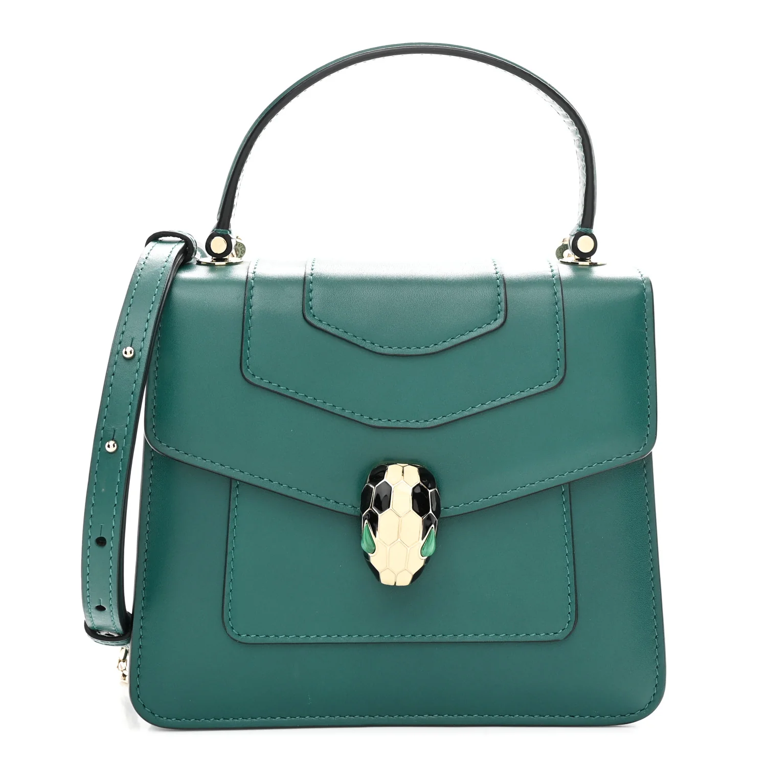 Calfskin Serpenti Forever Top Handle Emerald Green