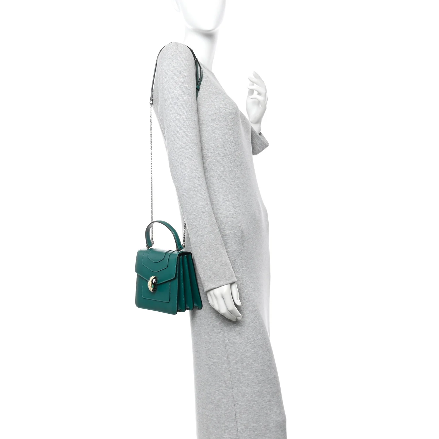Calfskin Serpenti Forever Top Handle Emerald Green - Image 2