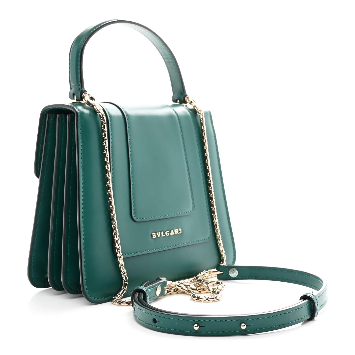 Calfskin Serpenti Forever Top Handle Emerald Green - Image 4