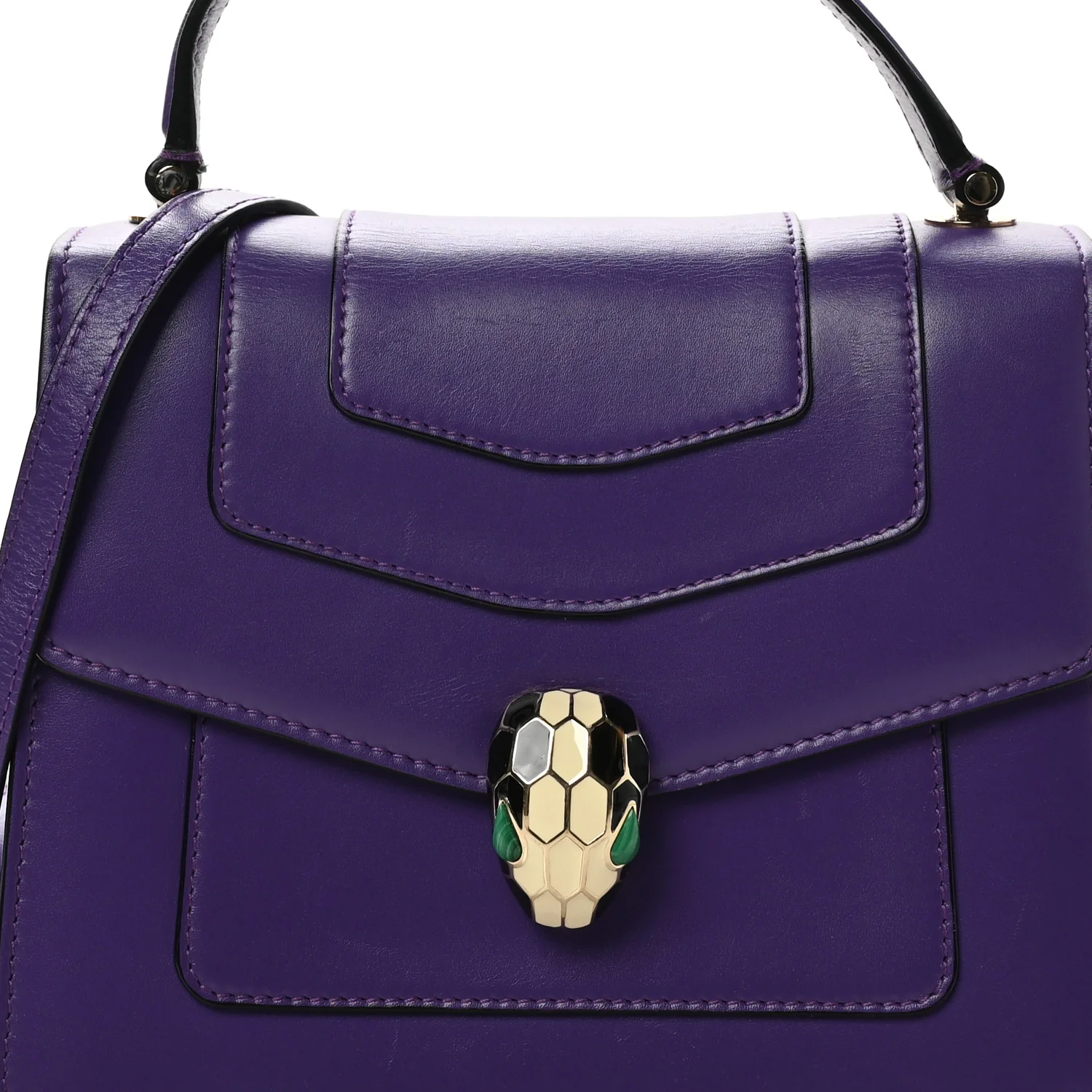 Calfskin Serpenti Forever Top Handle Purple - Image 13