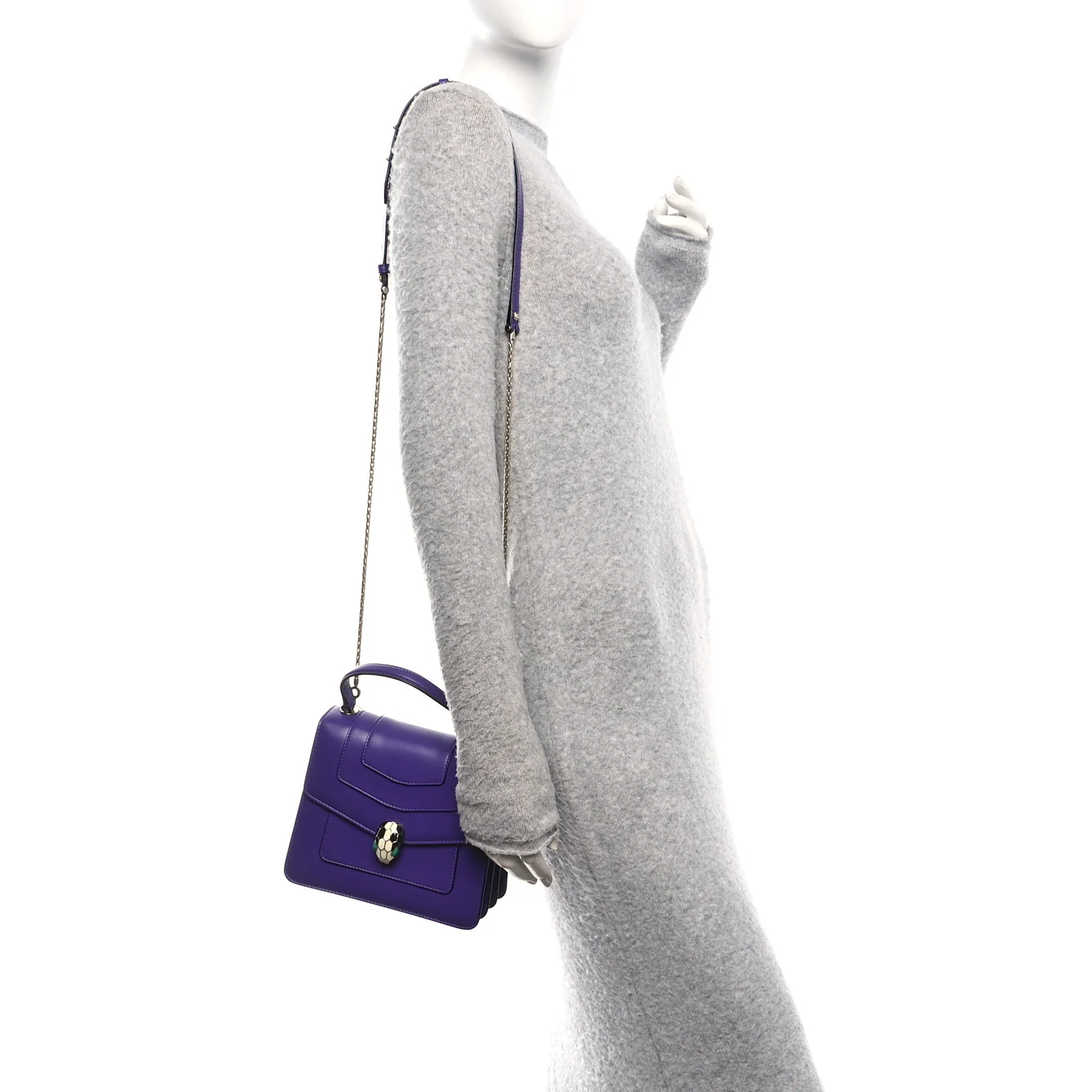 Calfskin Serpenti Forever Top Handle Purple - Image 3
