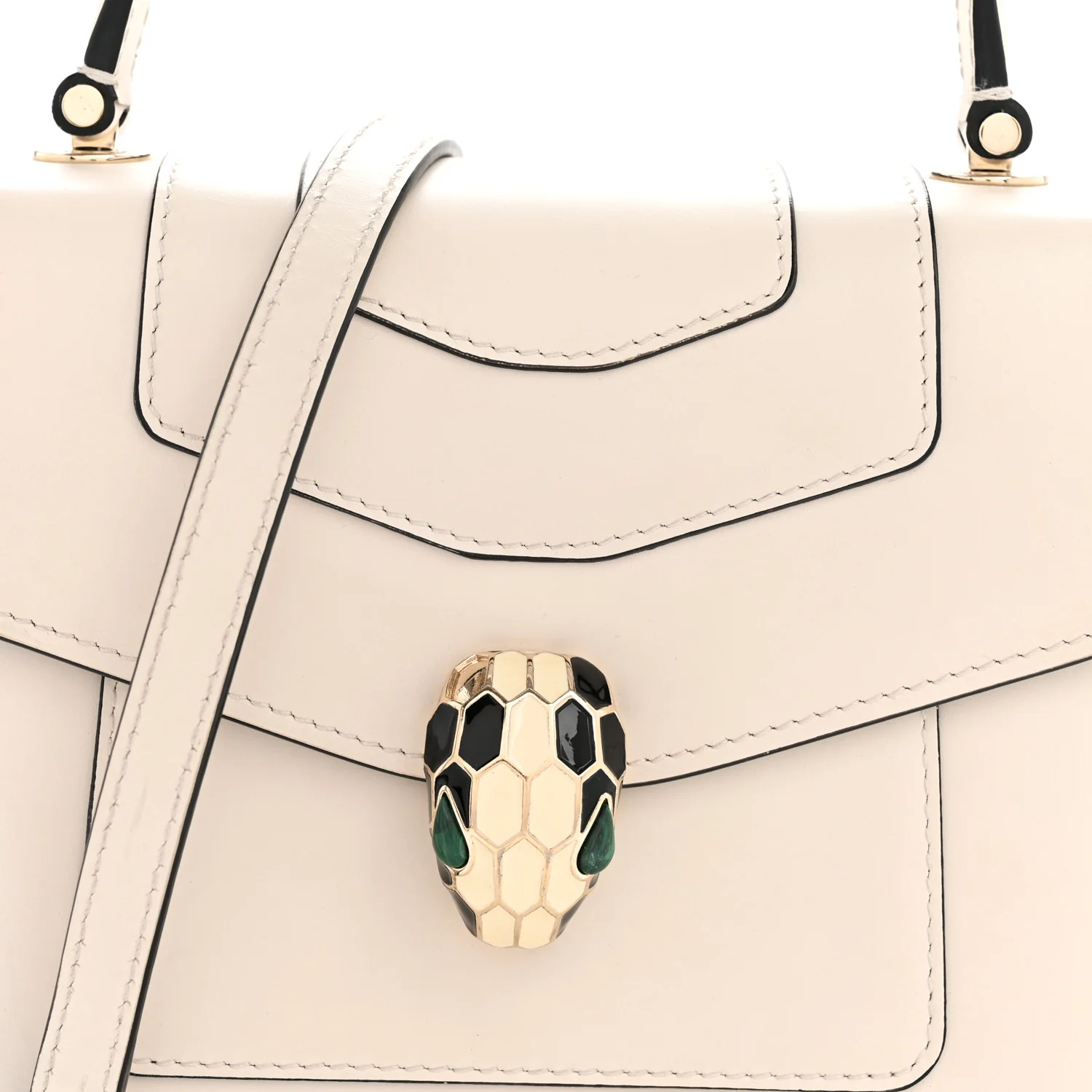 Calfskin Serpenti Forever Top Handle White - Image 8