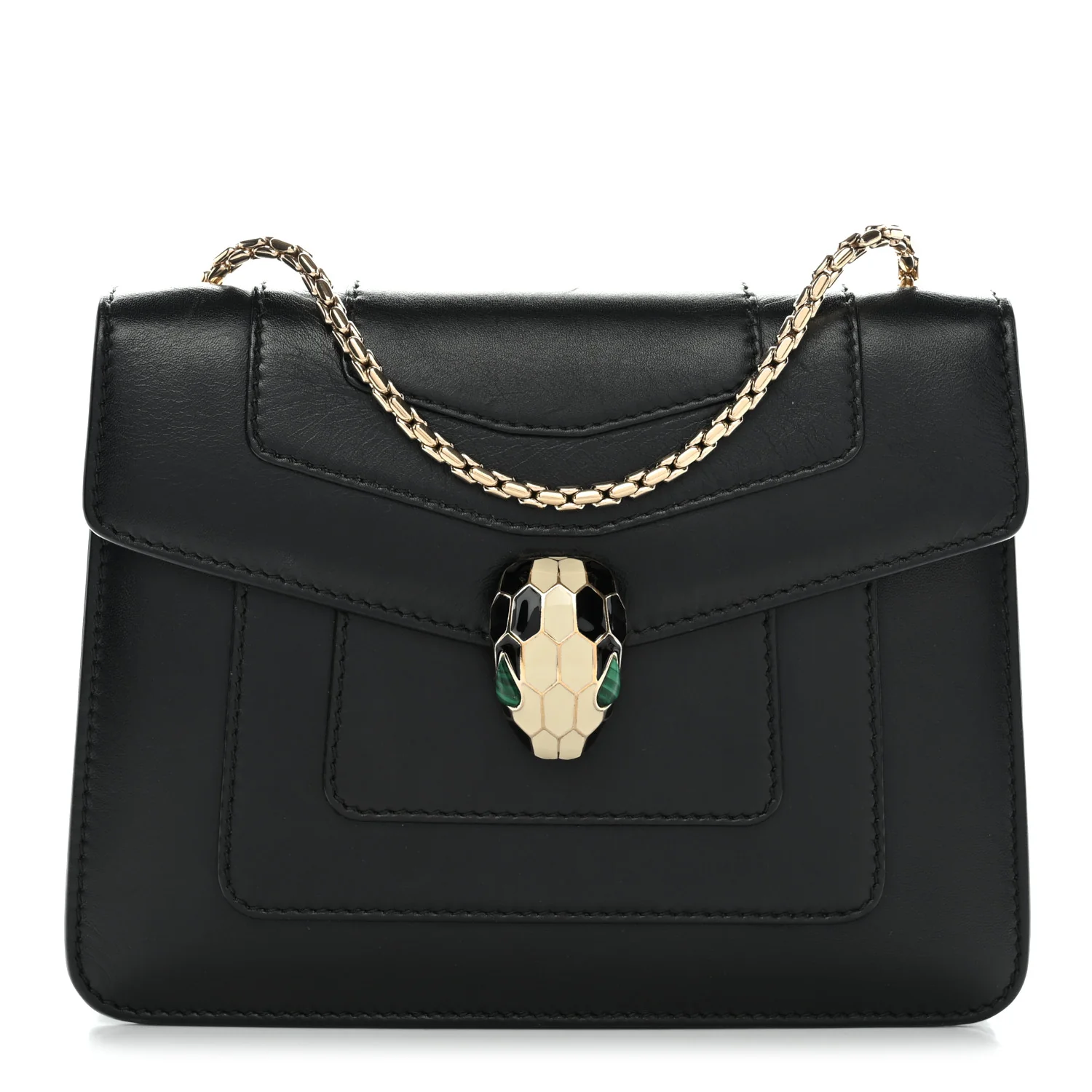 Calfskin Small Serpenti Forever Snake Strap Crossbody Bag Black