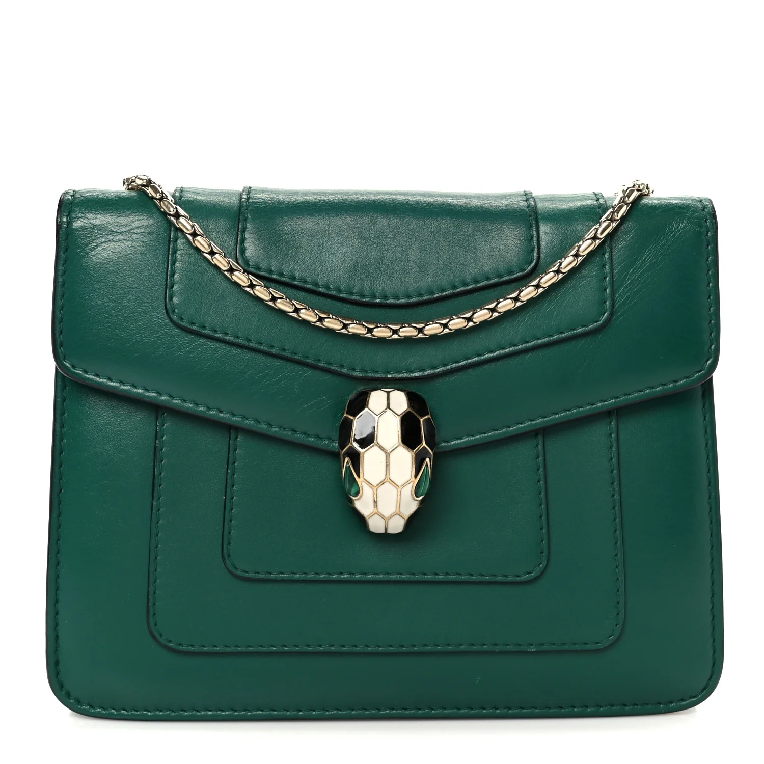Calfskin Small Serpenti Forever Snake Strap Crossbody Bag Emerald Green