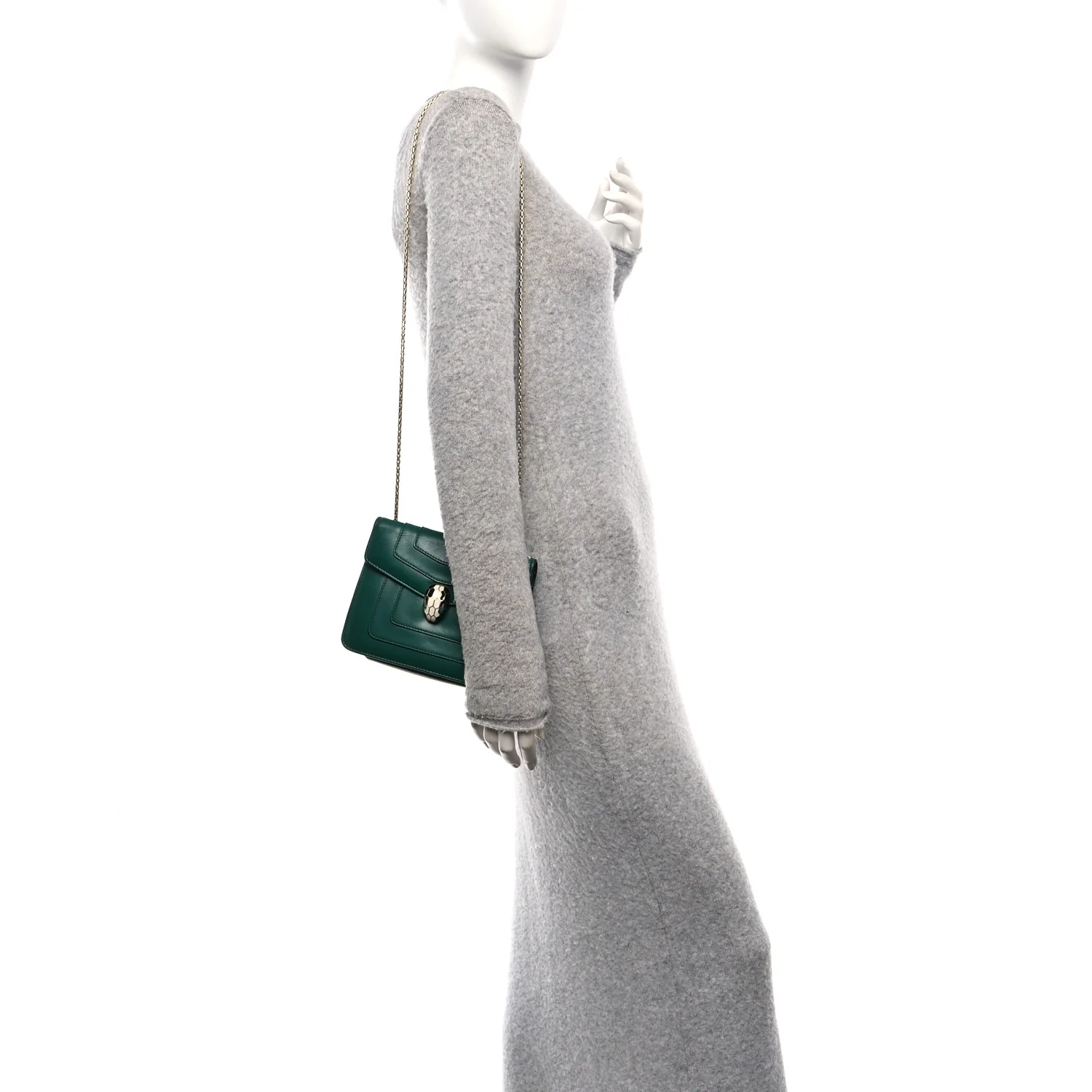 Calfskin Small Serpenti Forever Snake Strap Crossbody Bag Emerald Green - Image 2