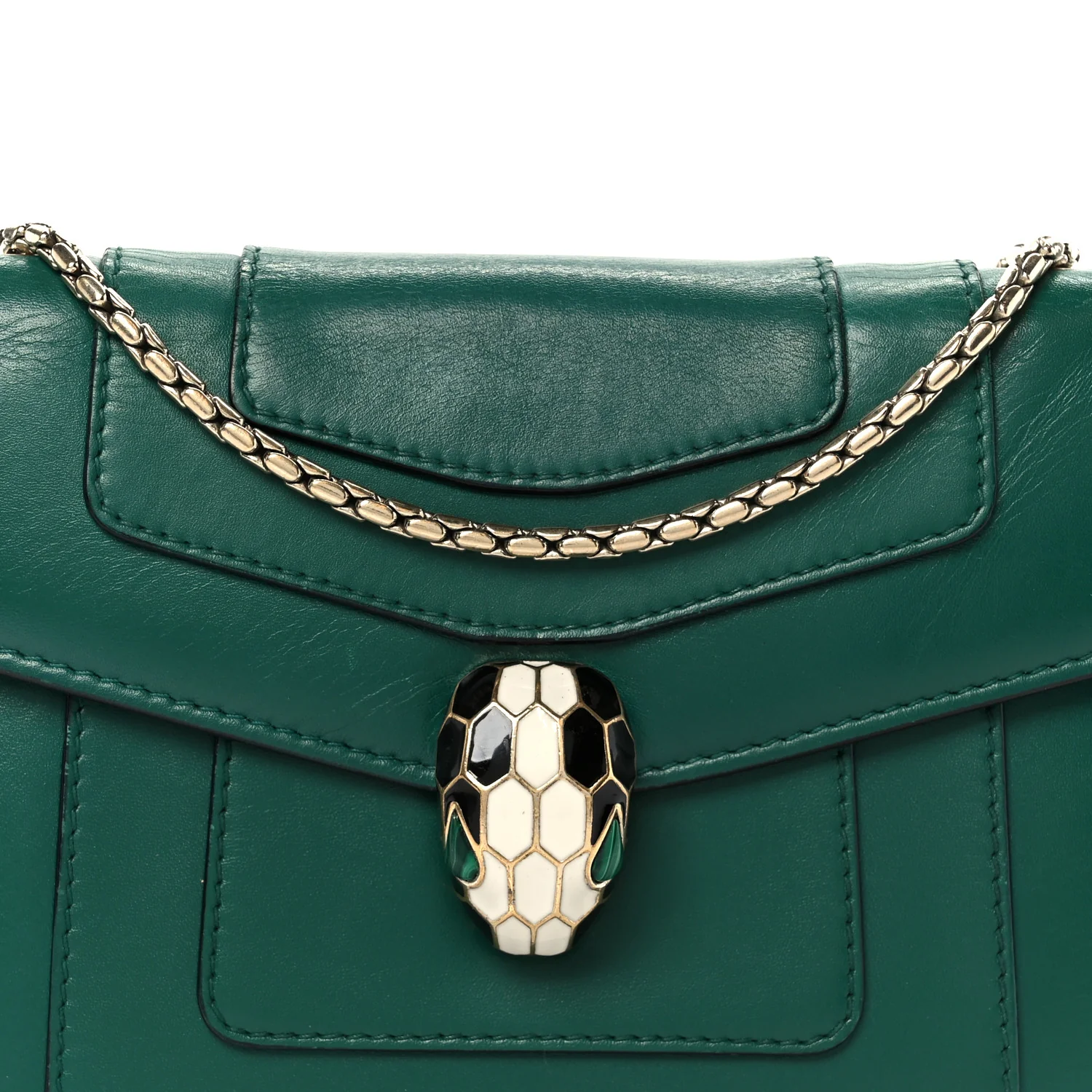 Calfskin Small Serpenti Forever Snake Strap Crossbody Bag Emerald Green - Image 9