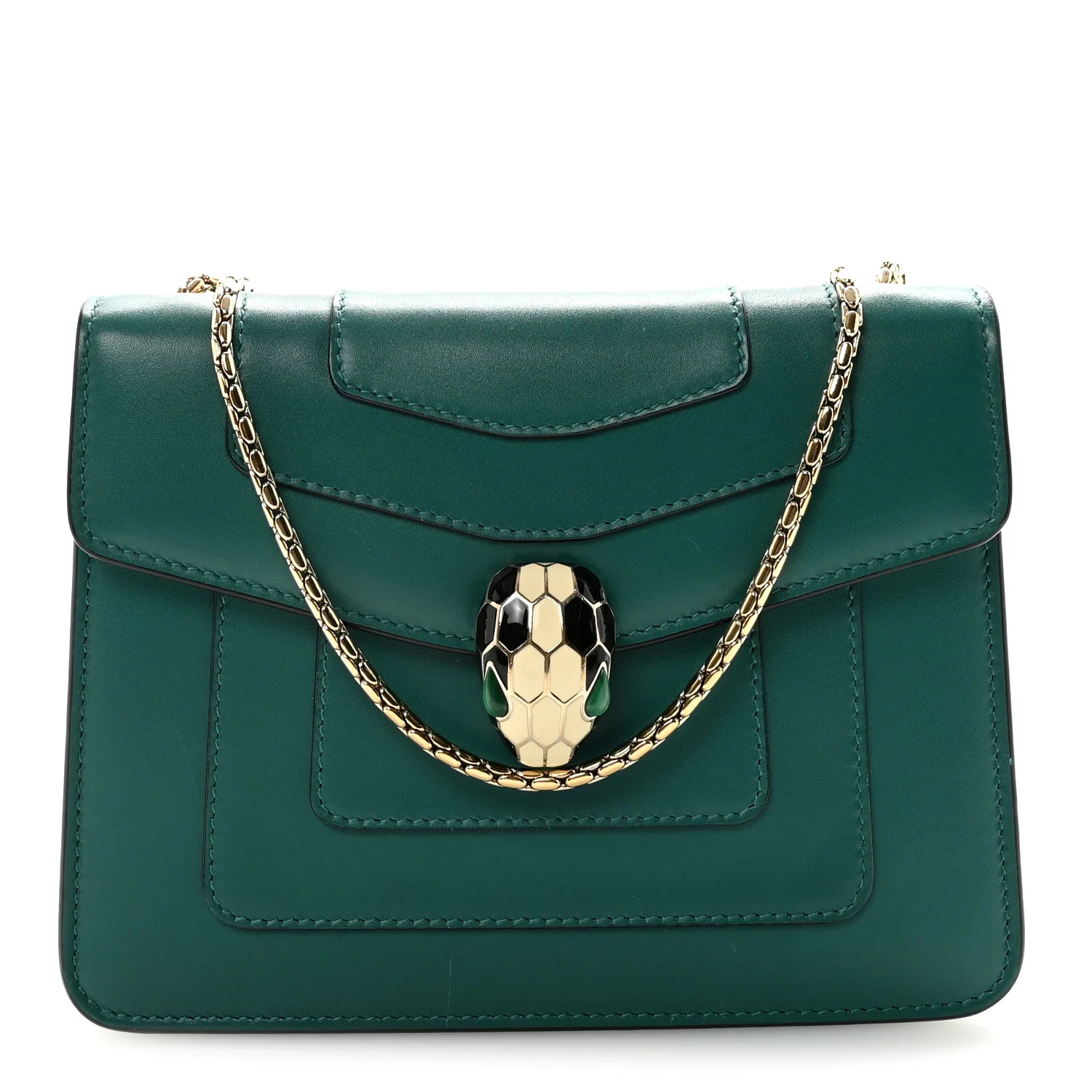 Calfskin Small Serpenti Forever Snake Strap Crossbody Bag Emerald Green