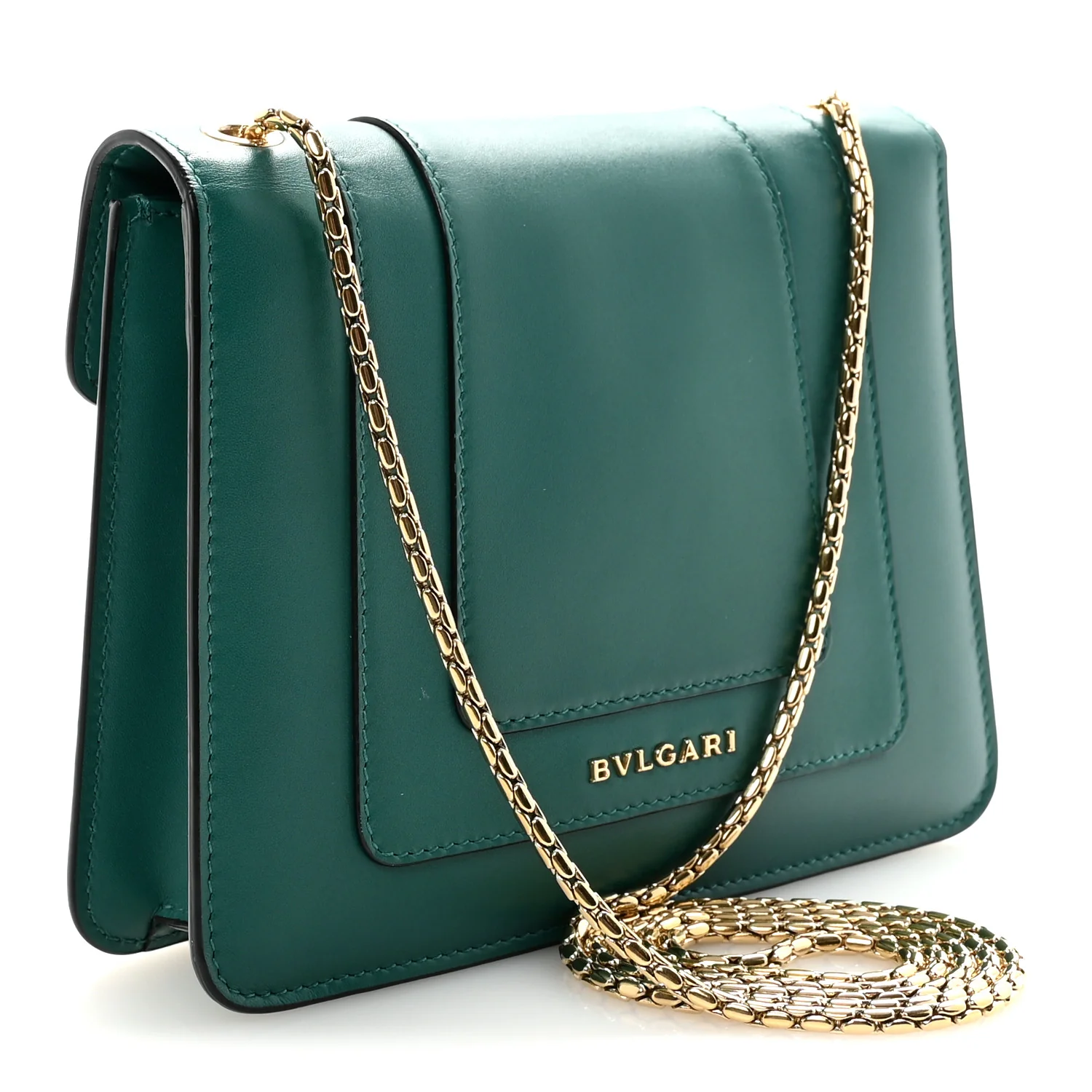 Calfskin Small Serpenti Forever Snake Strap Crossbody Bag Emerald Green - Image 3