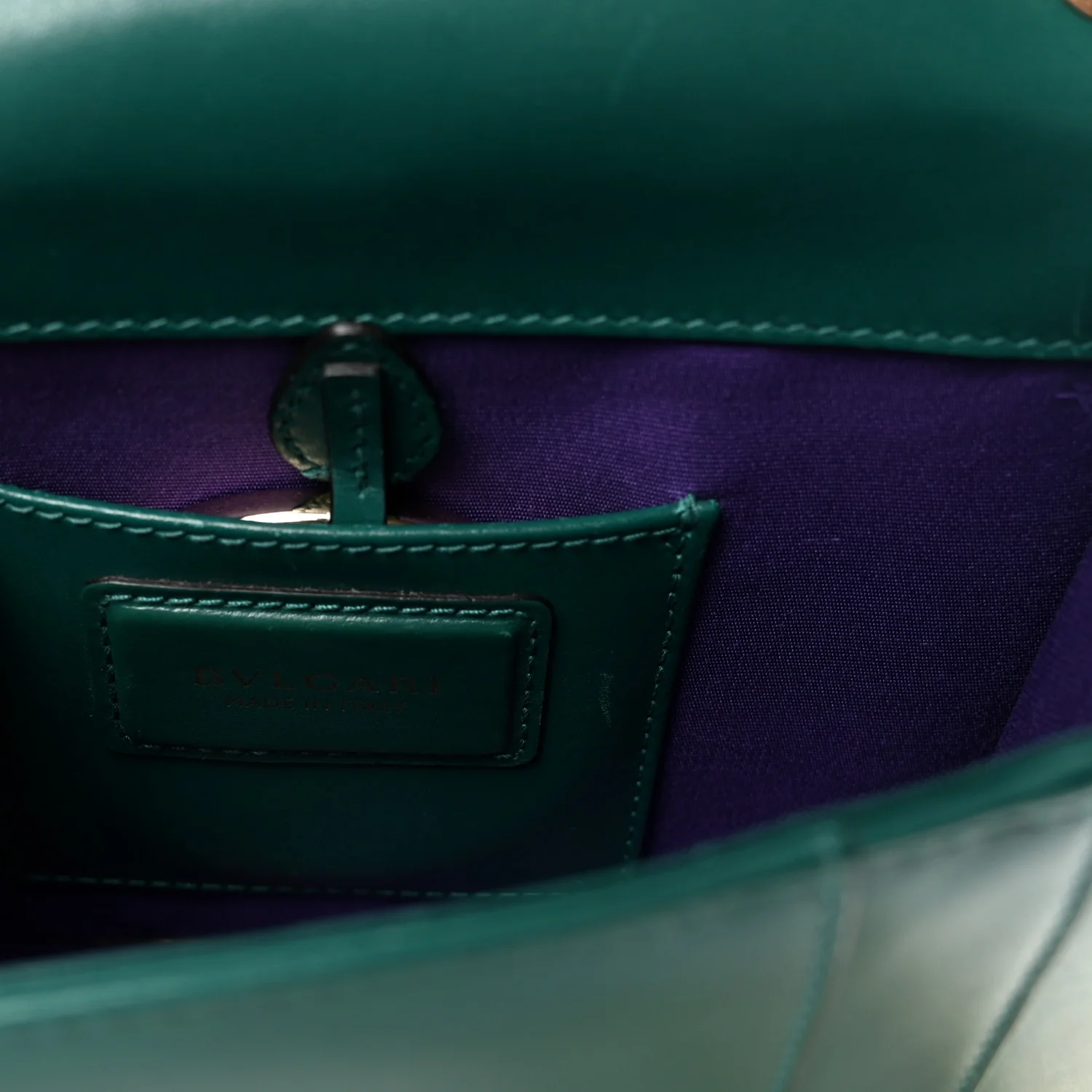 Calfskin Small Serpenti Forever Snake Strap Crossbody Bag Emerald Green - Image 6