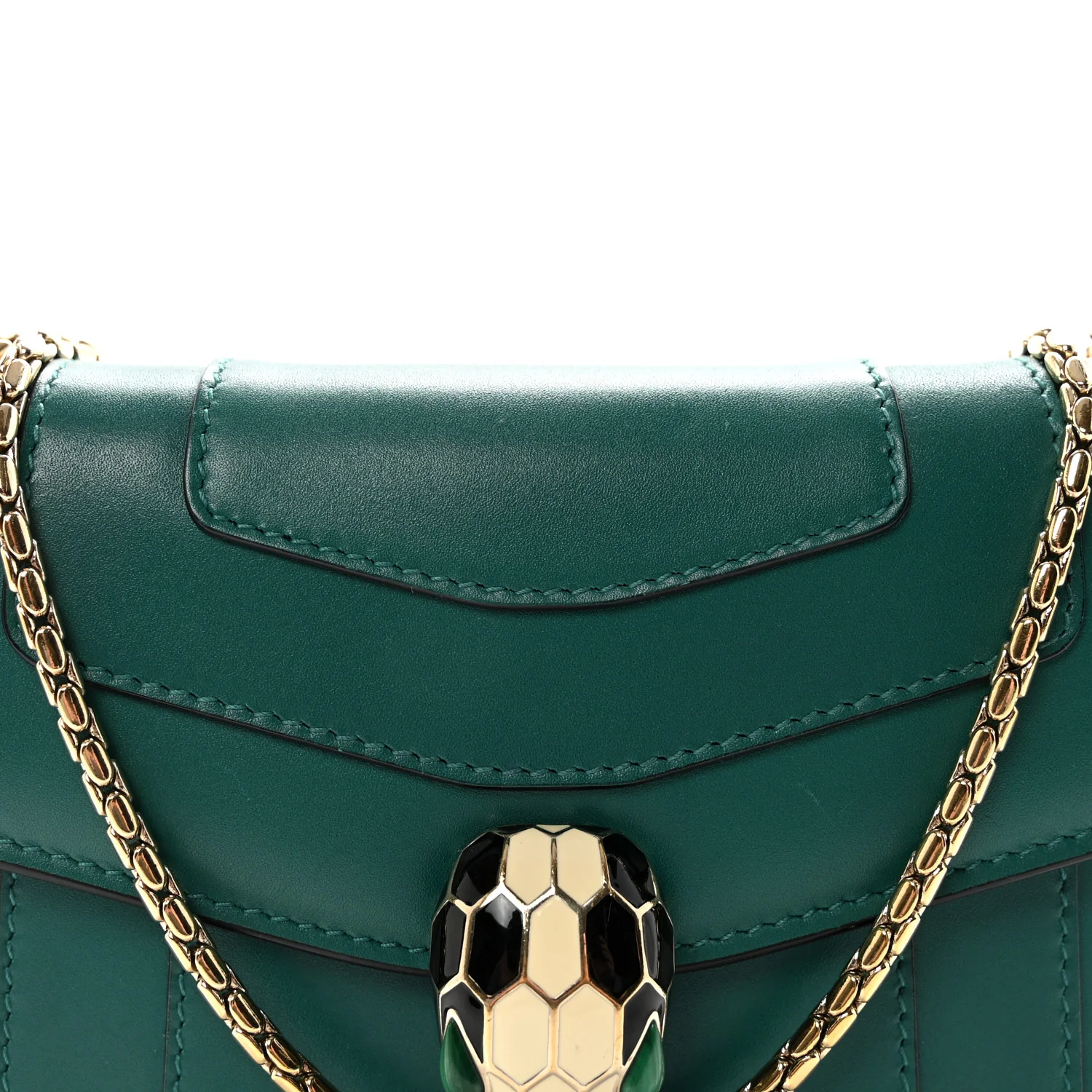 Calfskin Small Serpenti Forever Snake Strap Crossbody Bag Emerald Green - Image 7