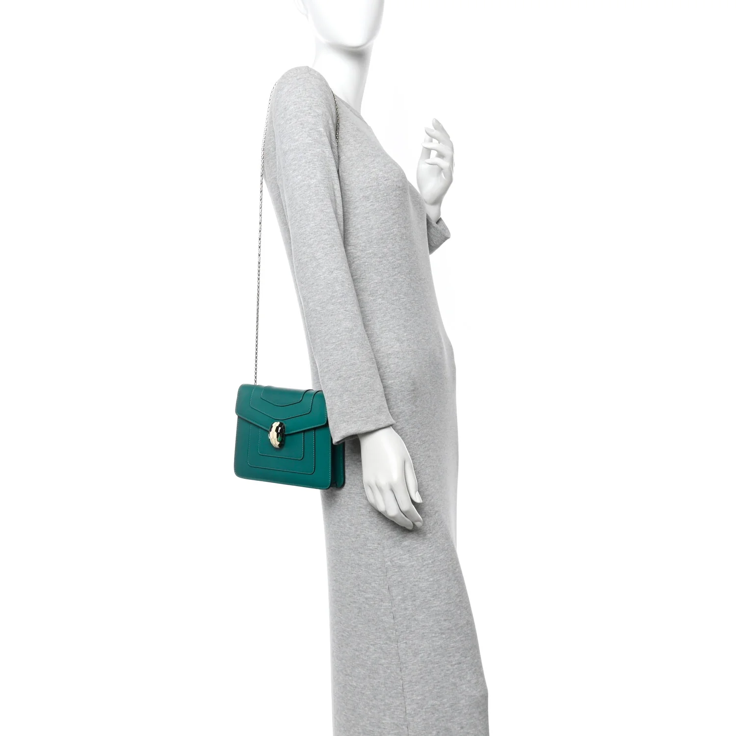 Calfskin Small Serpenti Forever Snake Strap Crossbody Bag Emerald Green - Image 2