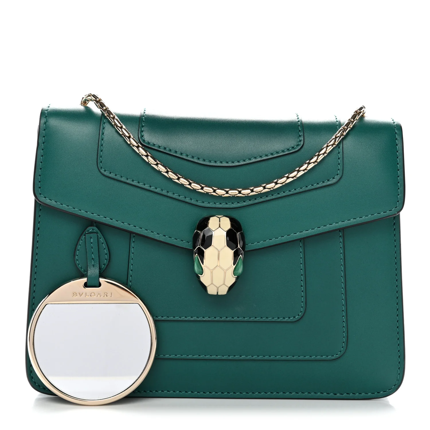 Calfskin Small Serpenti Forever Snake Strap Crossbody Bag Emerald Green - Image 3