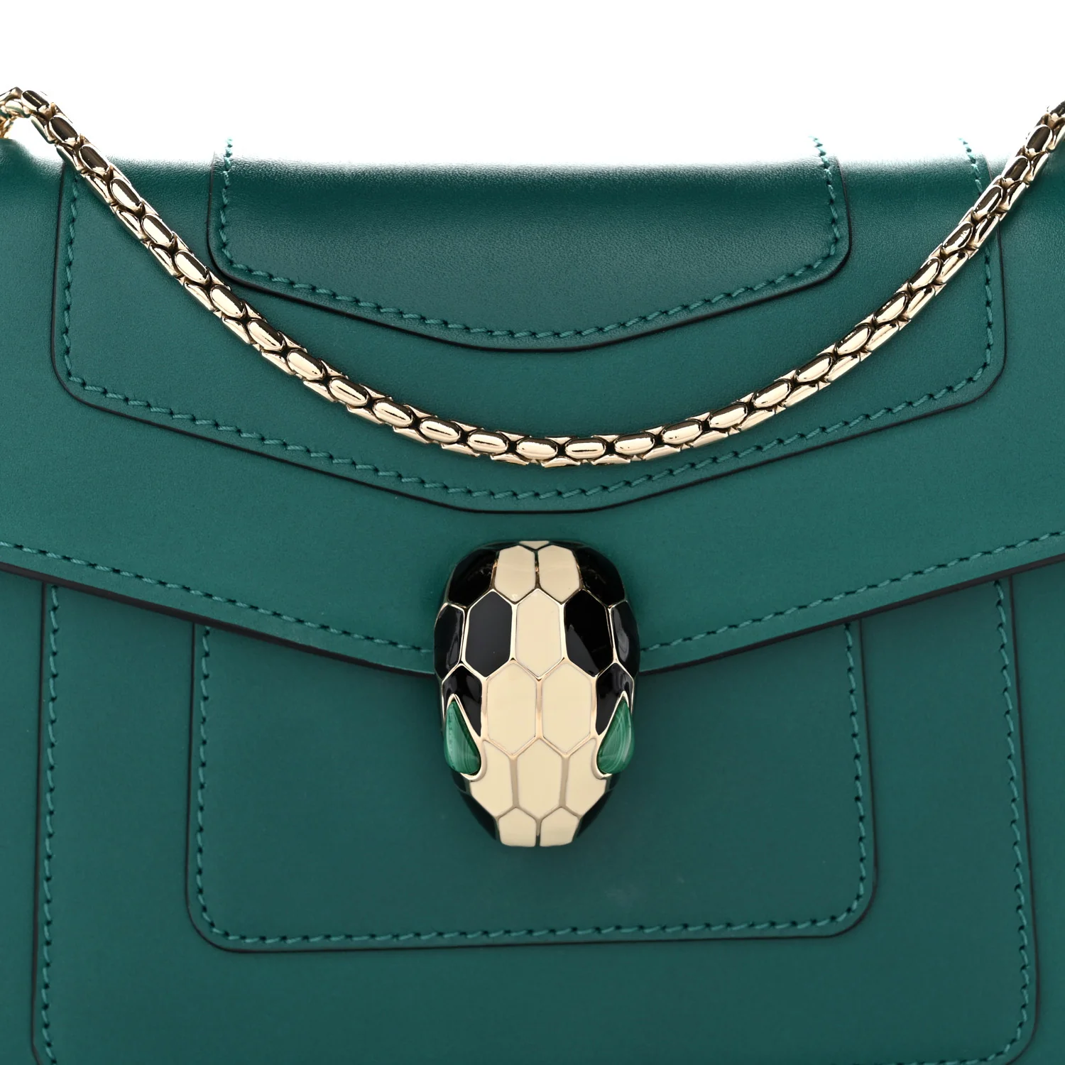 Calfskin Small Serpenti Forever Snake Strap Crossbody Bag Emerald Green - Image 8