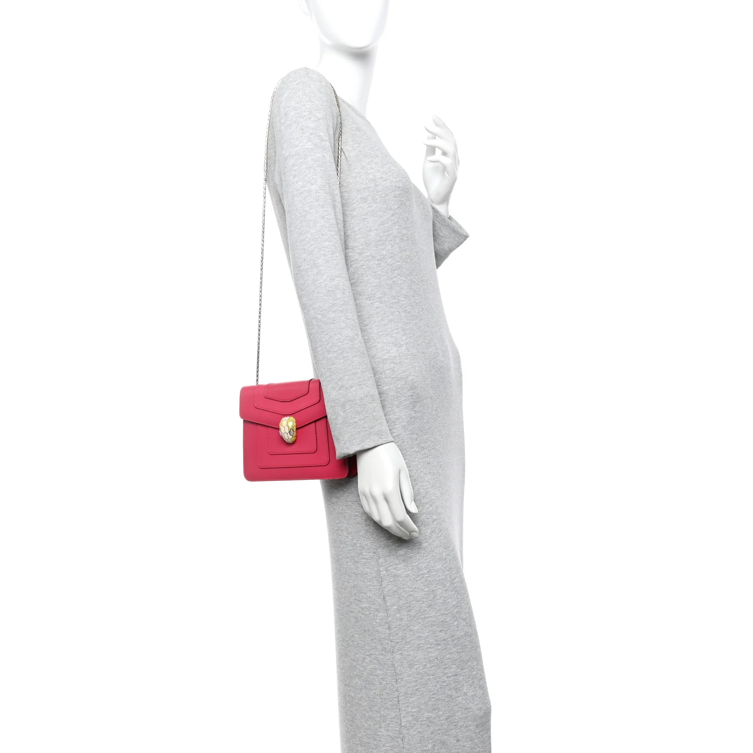 Calfskin Small Serpenti Forever Snake Strap Crossbody Bag Pink - Image 2
