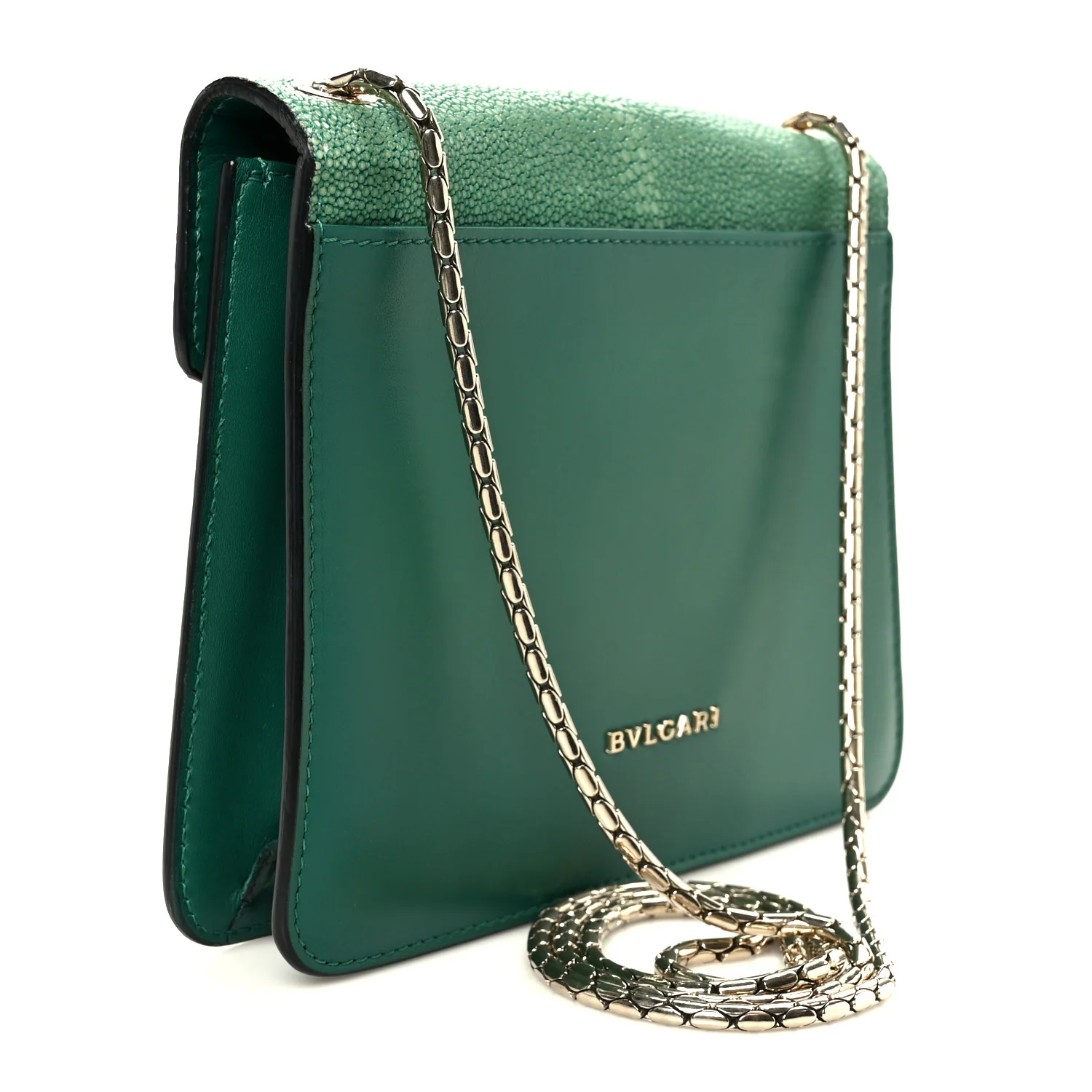 Galuchat Calfskin Serpenti Forever Crossbody Bag Green - Image 4