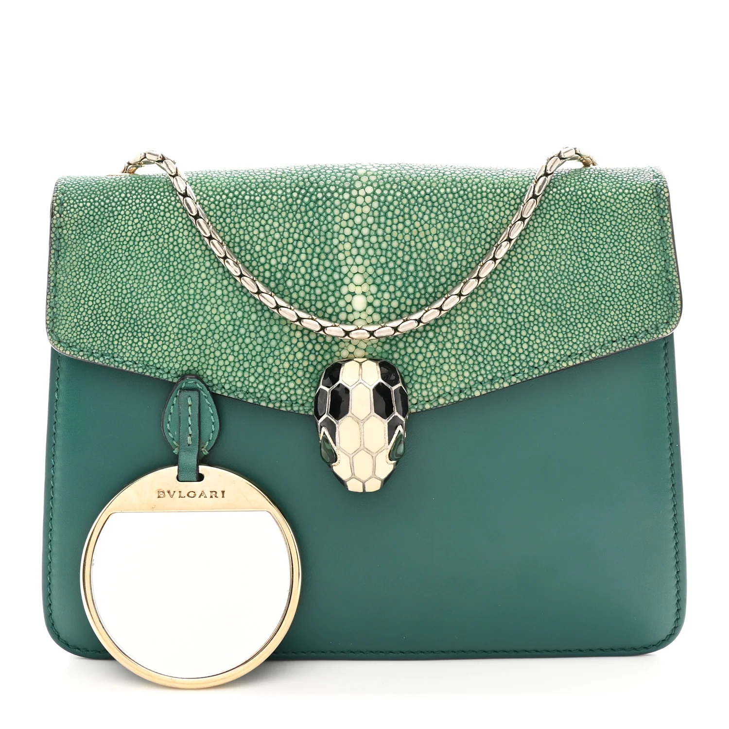 Galuchat Calfskin Serpenti Forever Crossbody Bag Green - Image 3