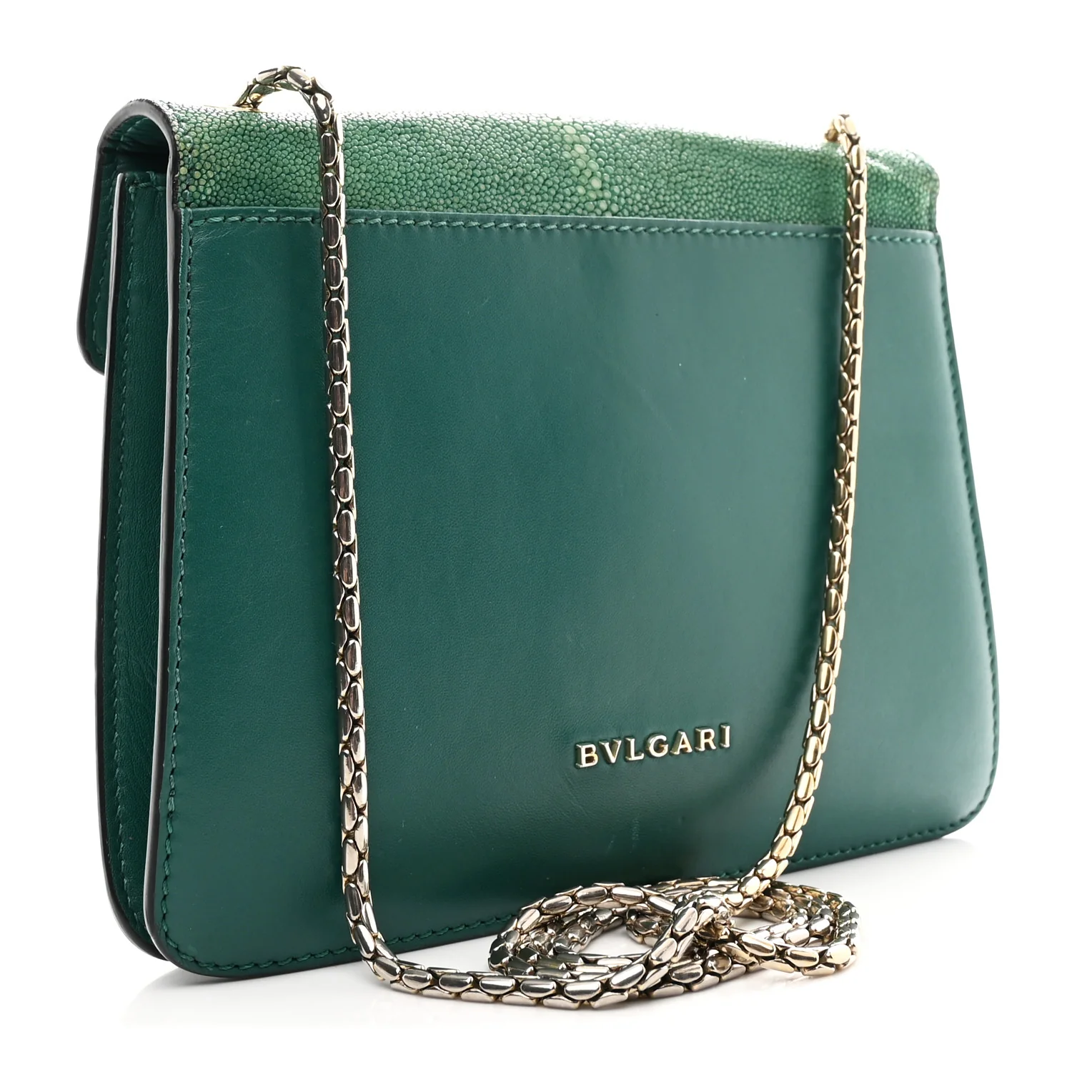 Galuchat Calfskin Serpenti Forever Crossbody Bag Green - Image 4