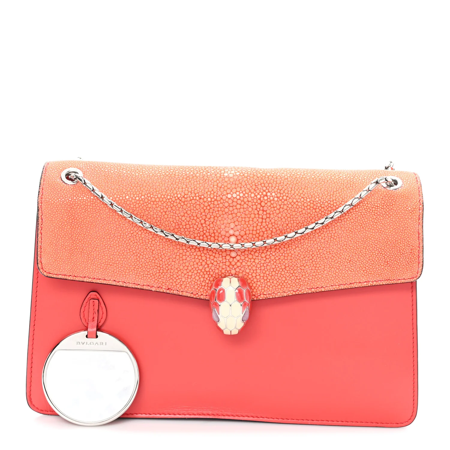 Galuchat Calfskin Serpenti Forever Crossbody Bag Orange - Image 3