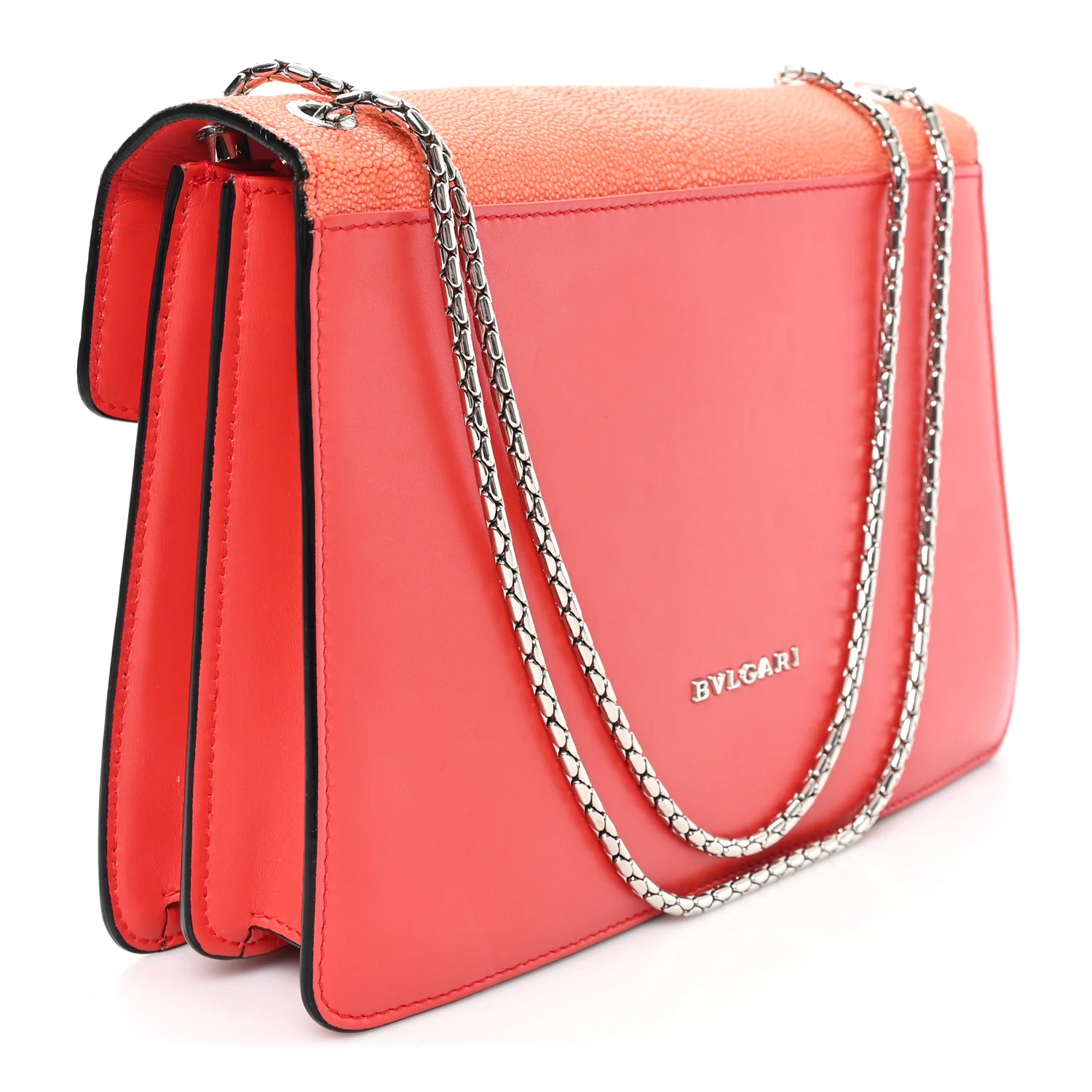 Galuchat Calfskin Serpenti Forever Crossbody Bag Orange - Image 4