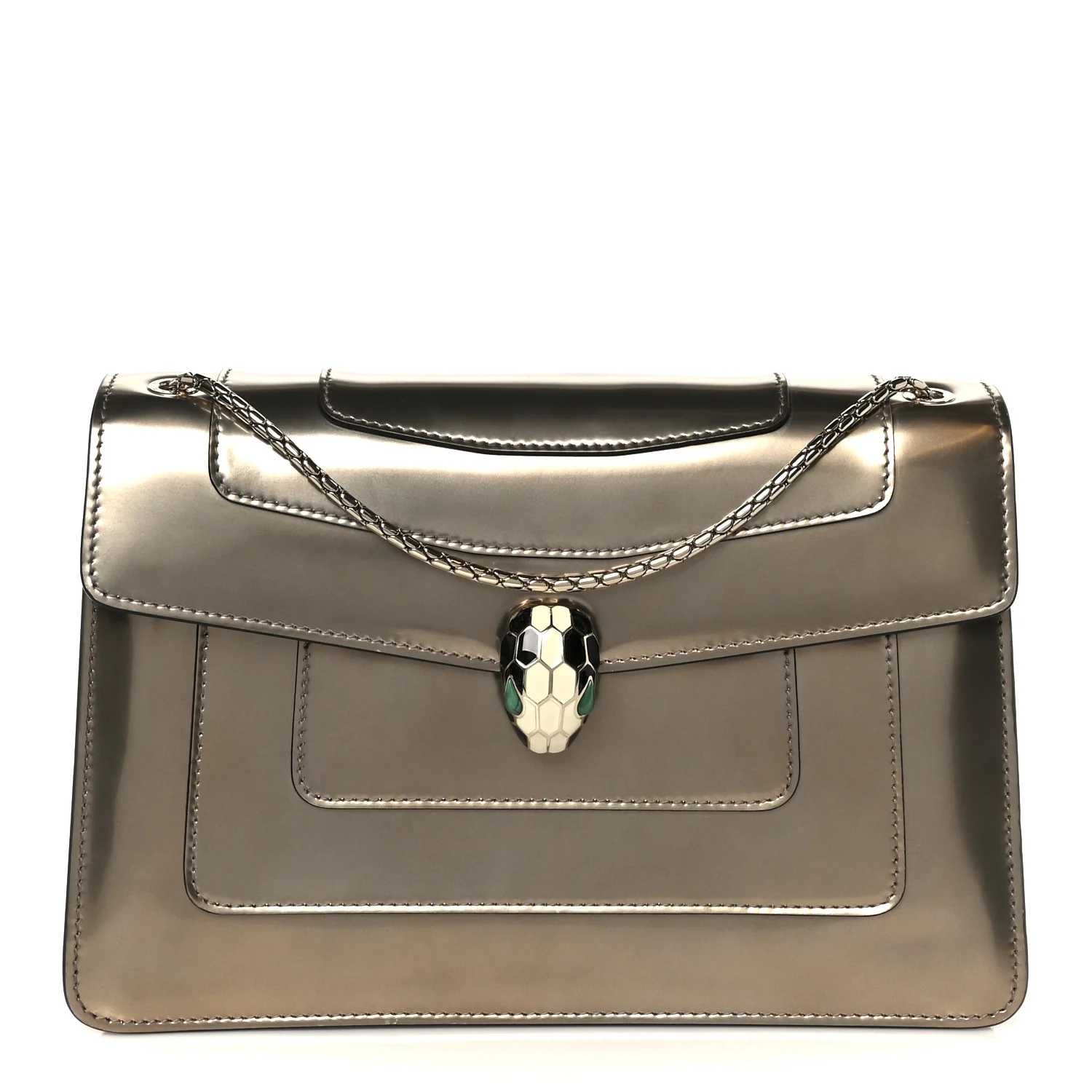 Metallic Calfskin Serpenti Forever Crossbody Bag Bronze