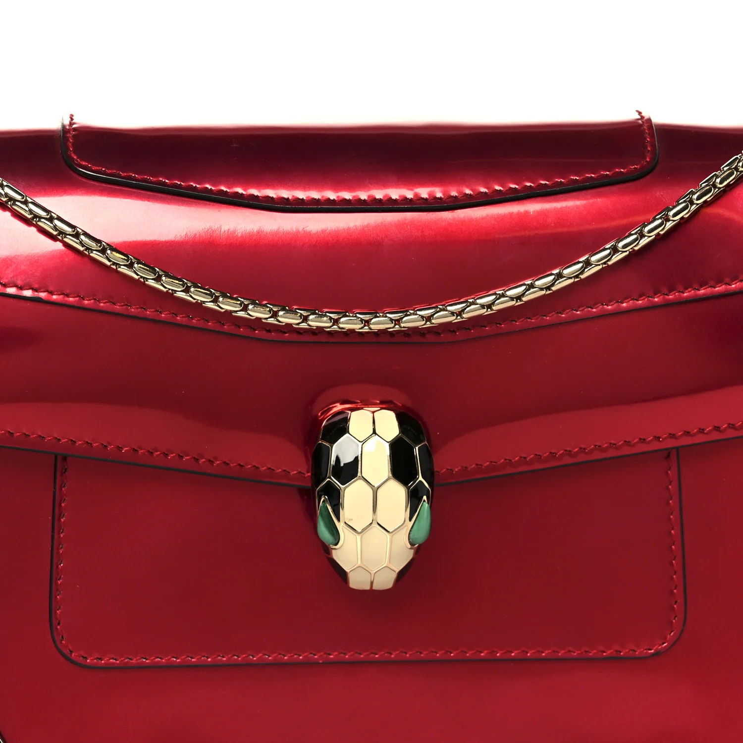 Metallic Calfskin Serpenti Forever Shoulder Bag Red - Image 10