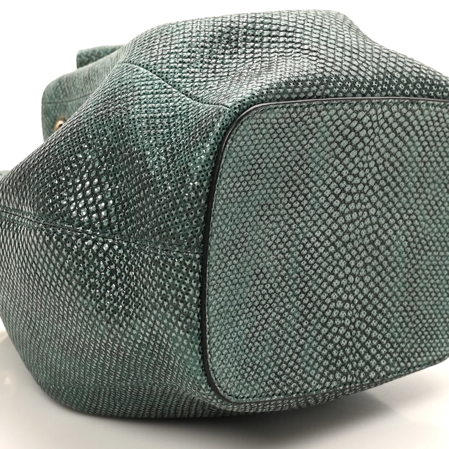 Metallic Karung Serpenti Forever Bucket Bag Emerald Green - Image 14