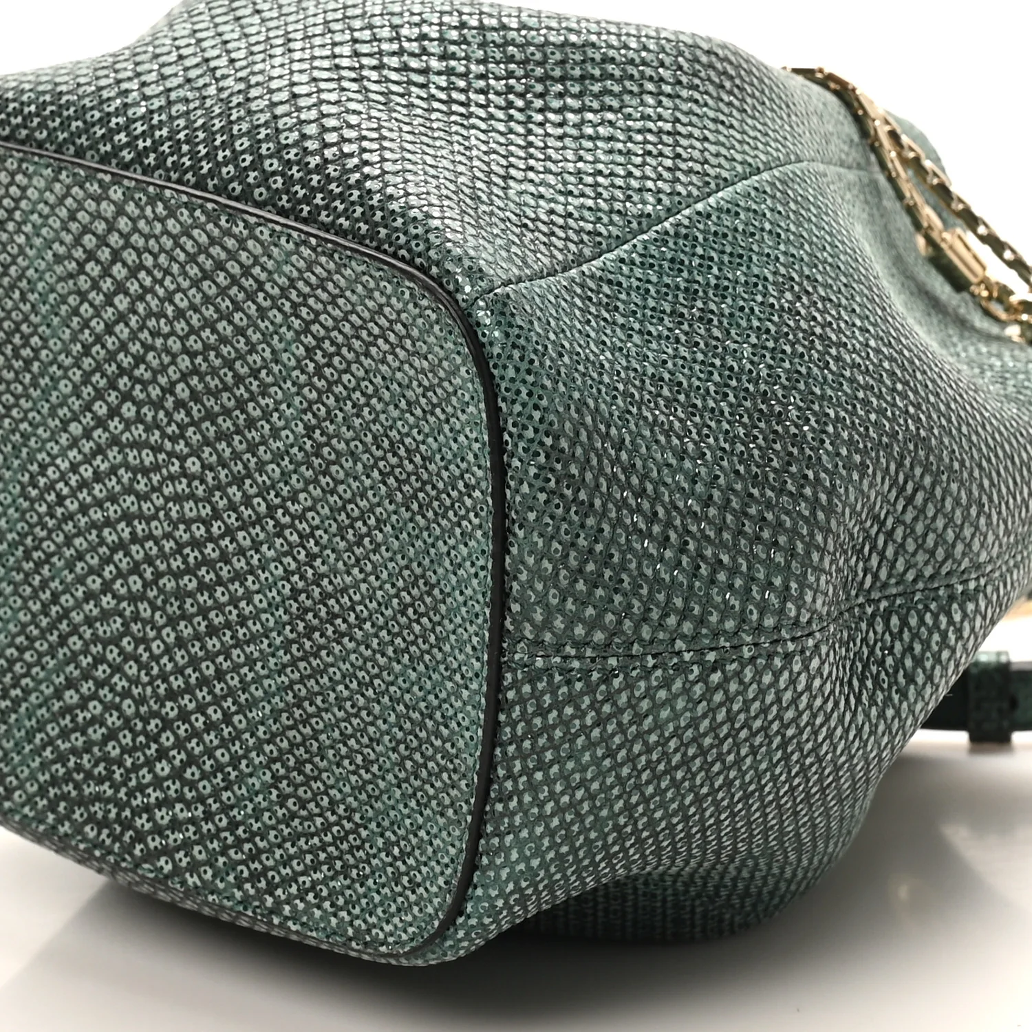 Metallic Karung Serpenti Forever Bucket Bag Emerald Green - Image 15