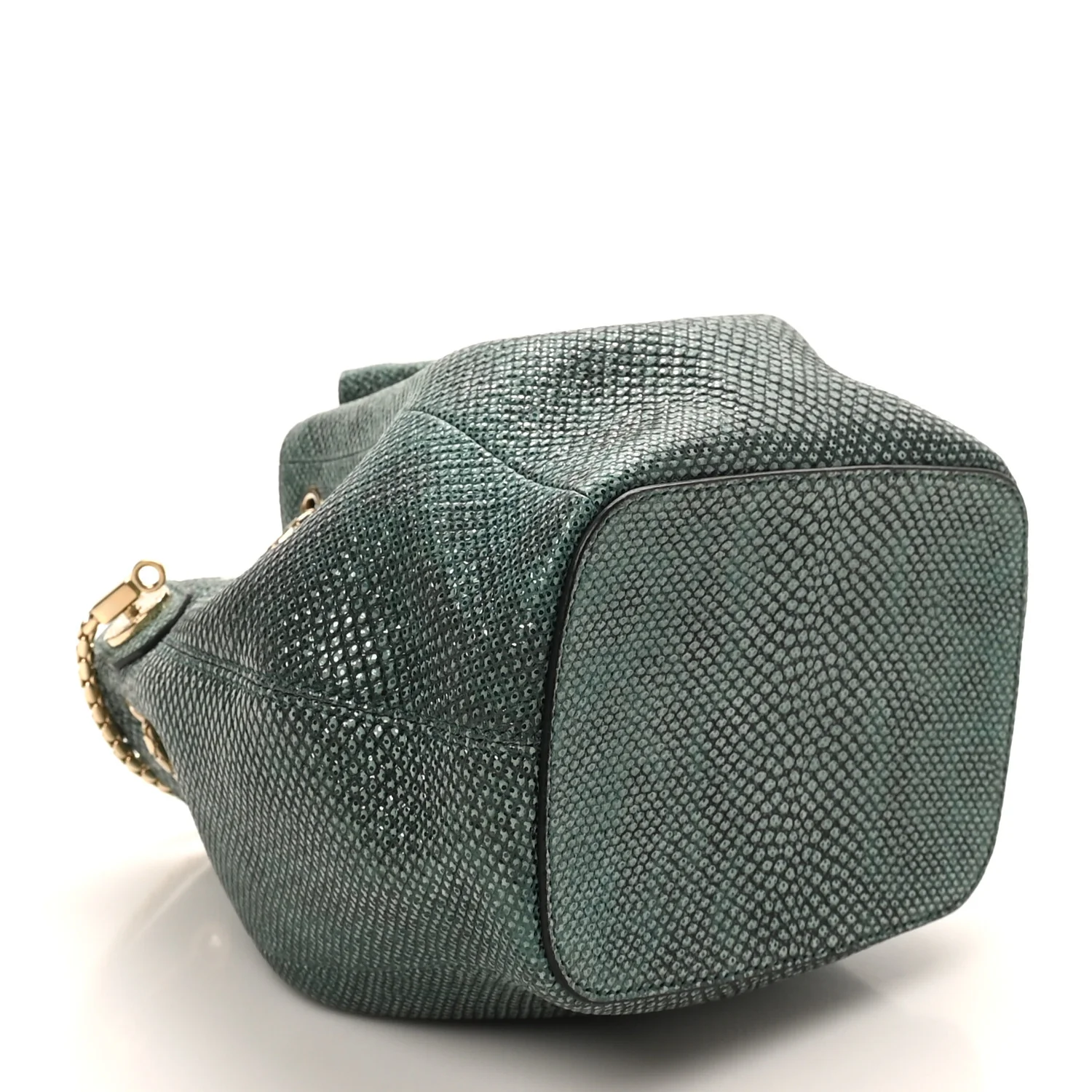 Metallic Karung Serpenti Forever Bucket Bag Emerald Green - Image 6